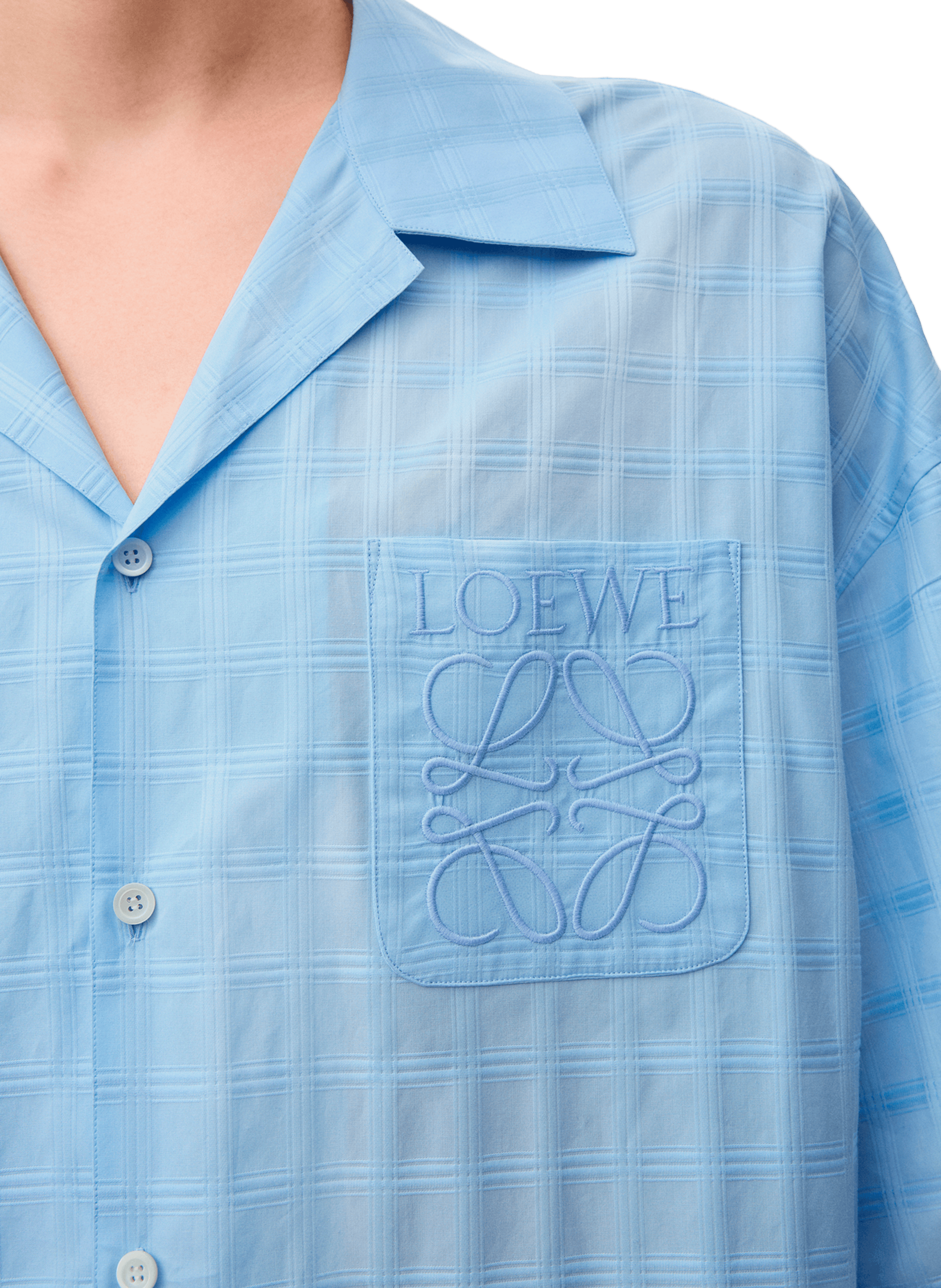 Short-sleeved jacquard cotton shirt LOEWE Blue