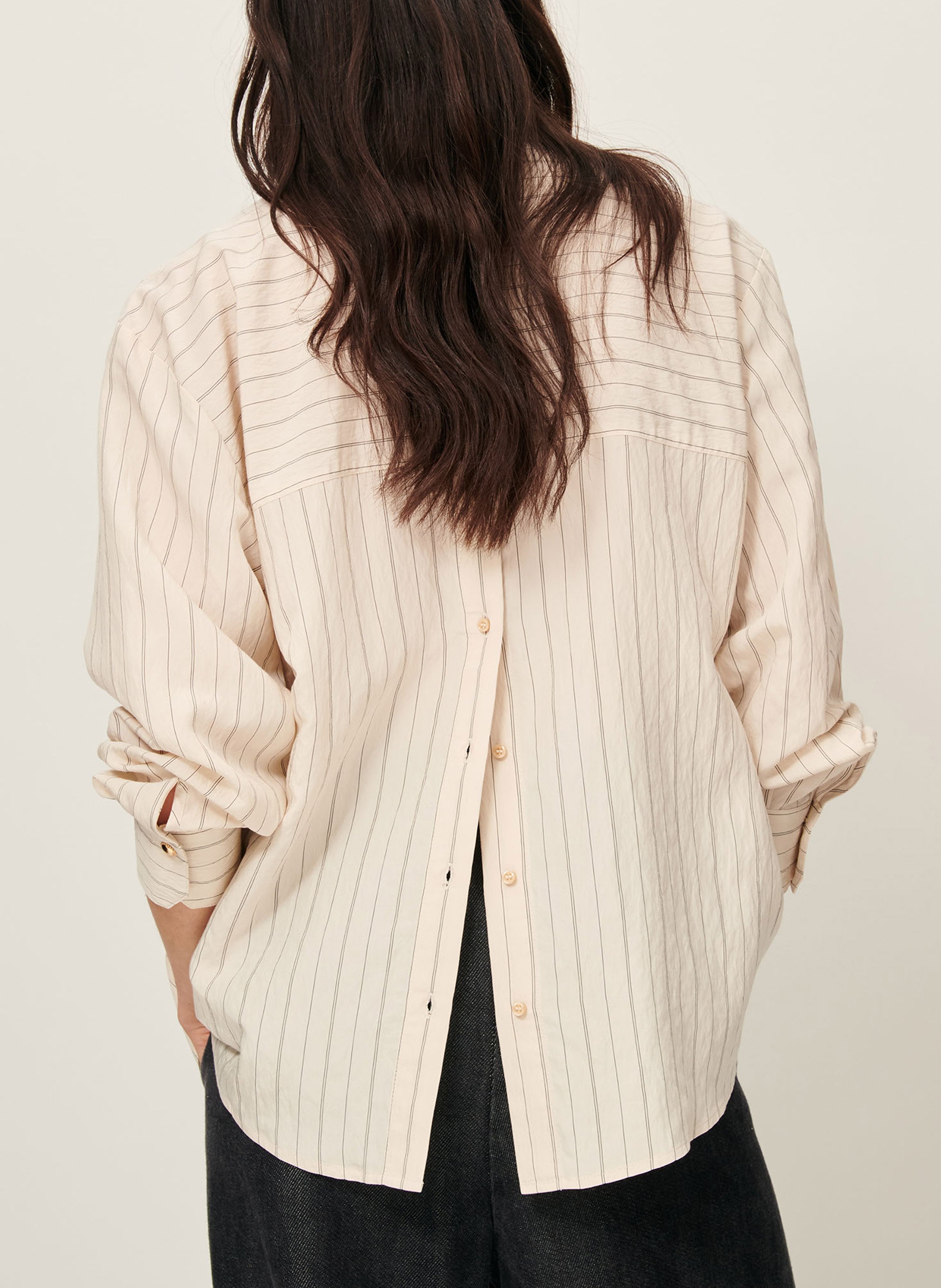 Chemise droite rayée san juan SESSUN Beige