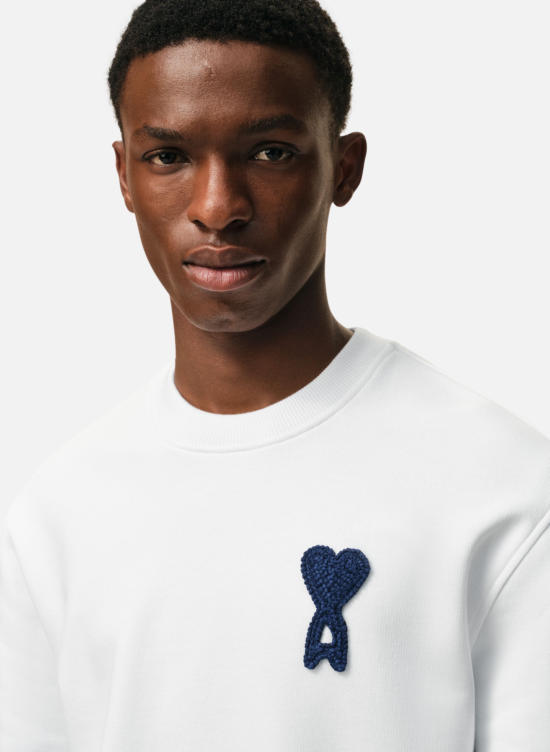 Sweatshirt ami de coeur crochet unisexe en coton AMI PARIS Blanc