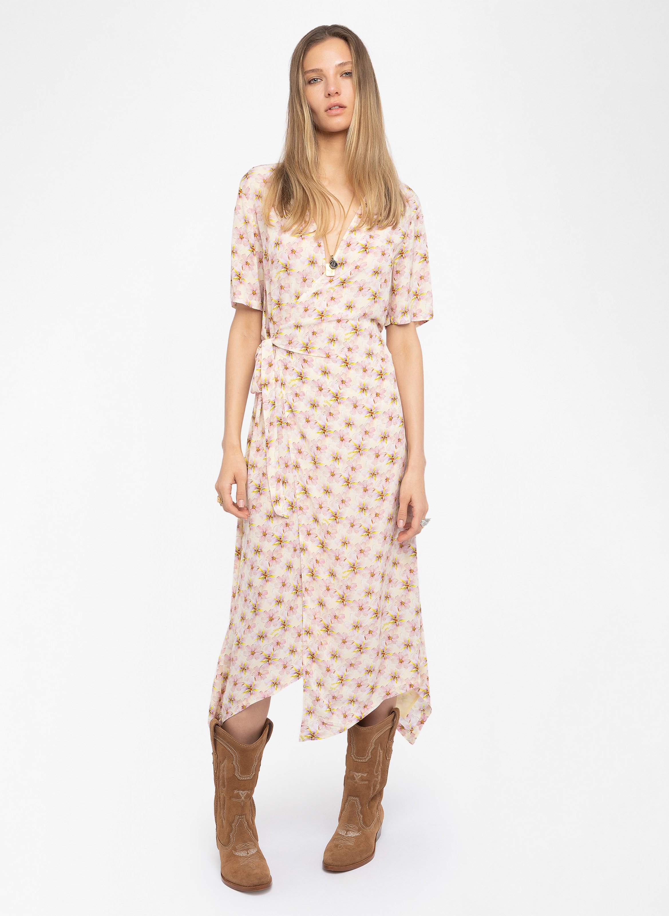 Robe mi longue asymétrique imprimée reforme ZADIG&VOLTAIRE Jaune