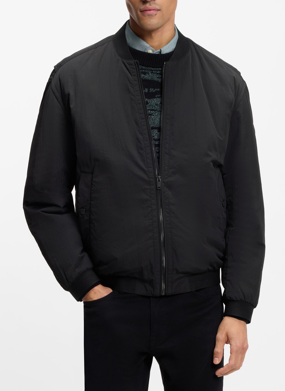 Blouson droit col teddy BOSS Noir
