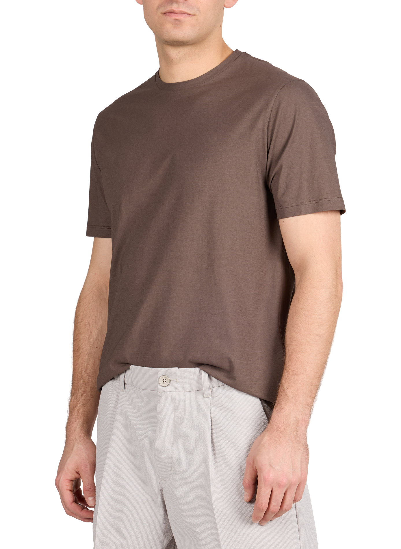 Straight round neck T-shirt HERNO Brown