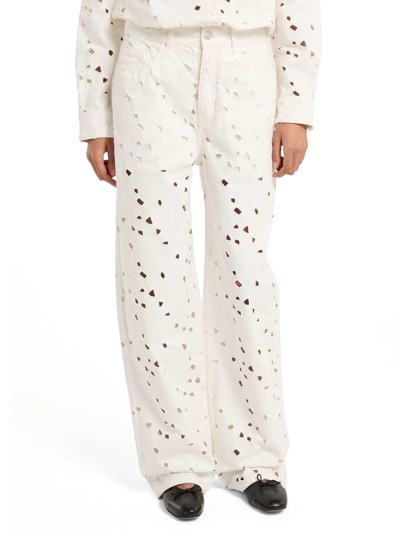 Pantalon ajourée Ajour en coton SAISON 1865 Blanc