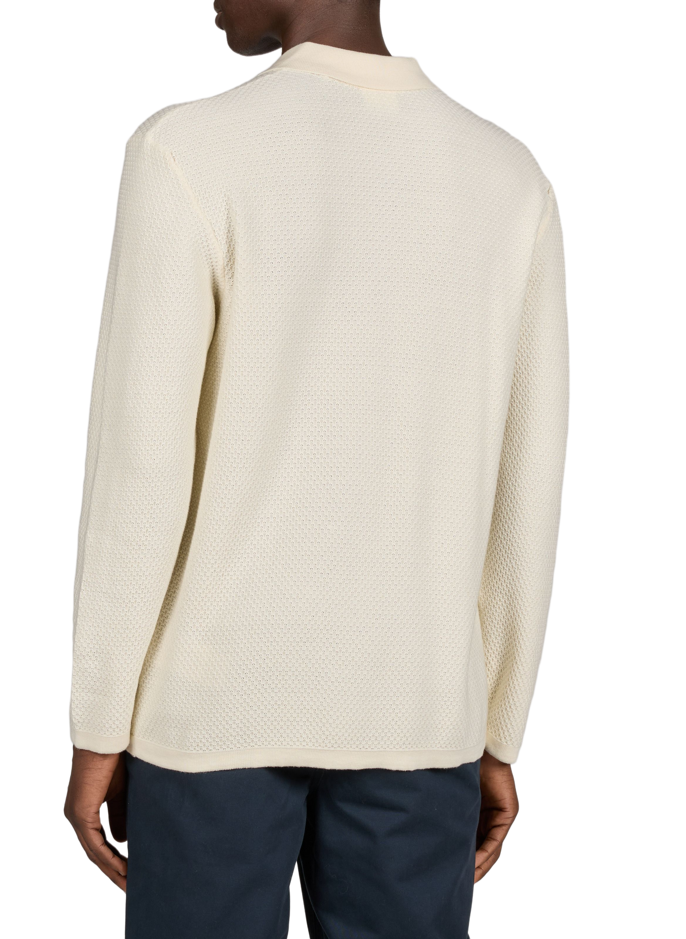 Textured Long Sleeve Polo KNOWLEDGE COTTON Beige