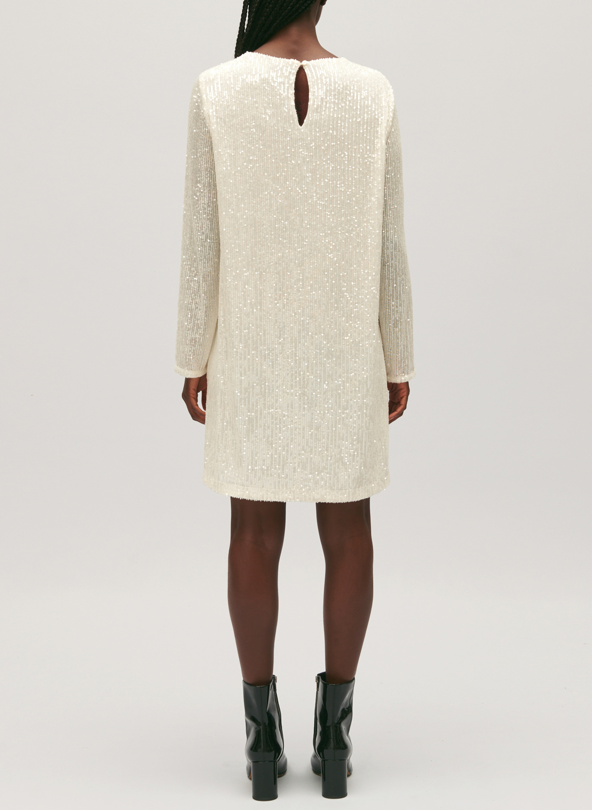 Robe courte col rond à sequins CLAUDIE PIERLOT Beige