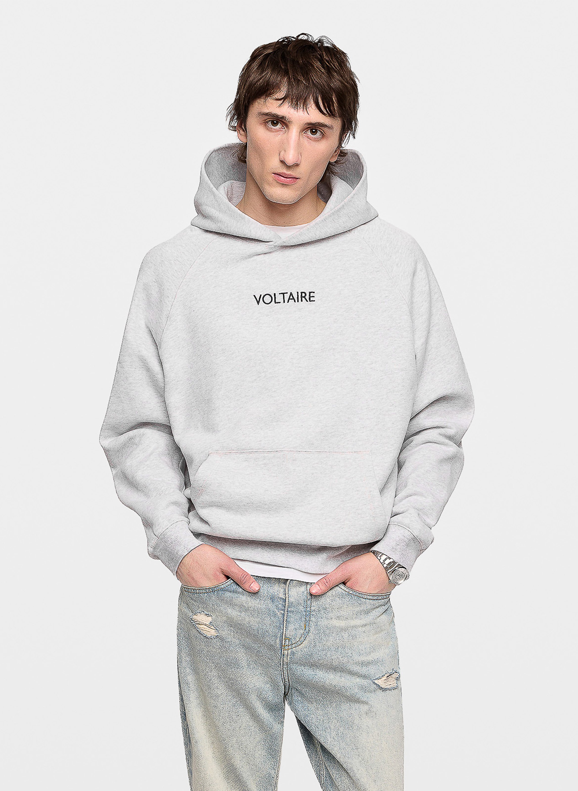 Sweat col rond en coton mélangé georgio ZADIG&VOLTAIRE Gris