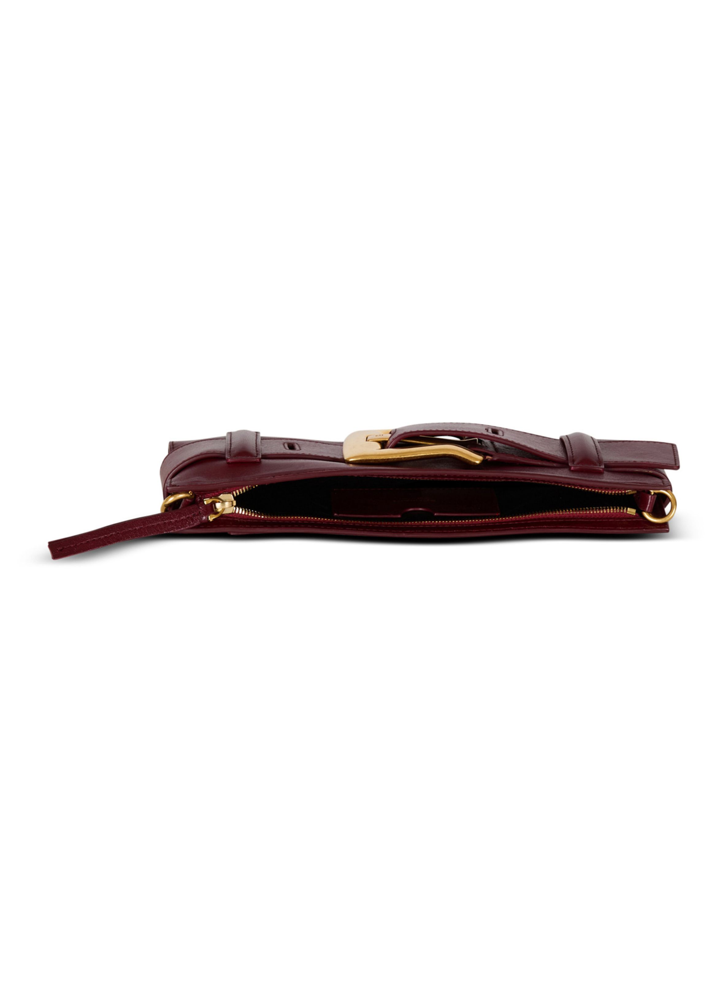 Pochette anthem en cuir de veau BALMAIN Marron