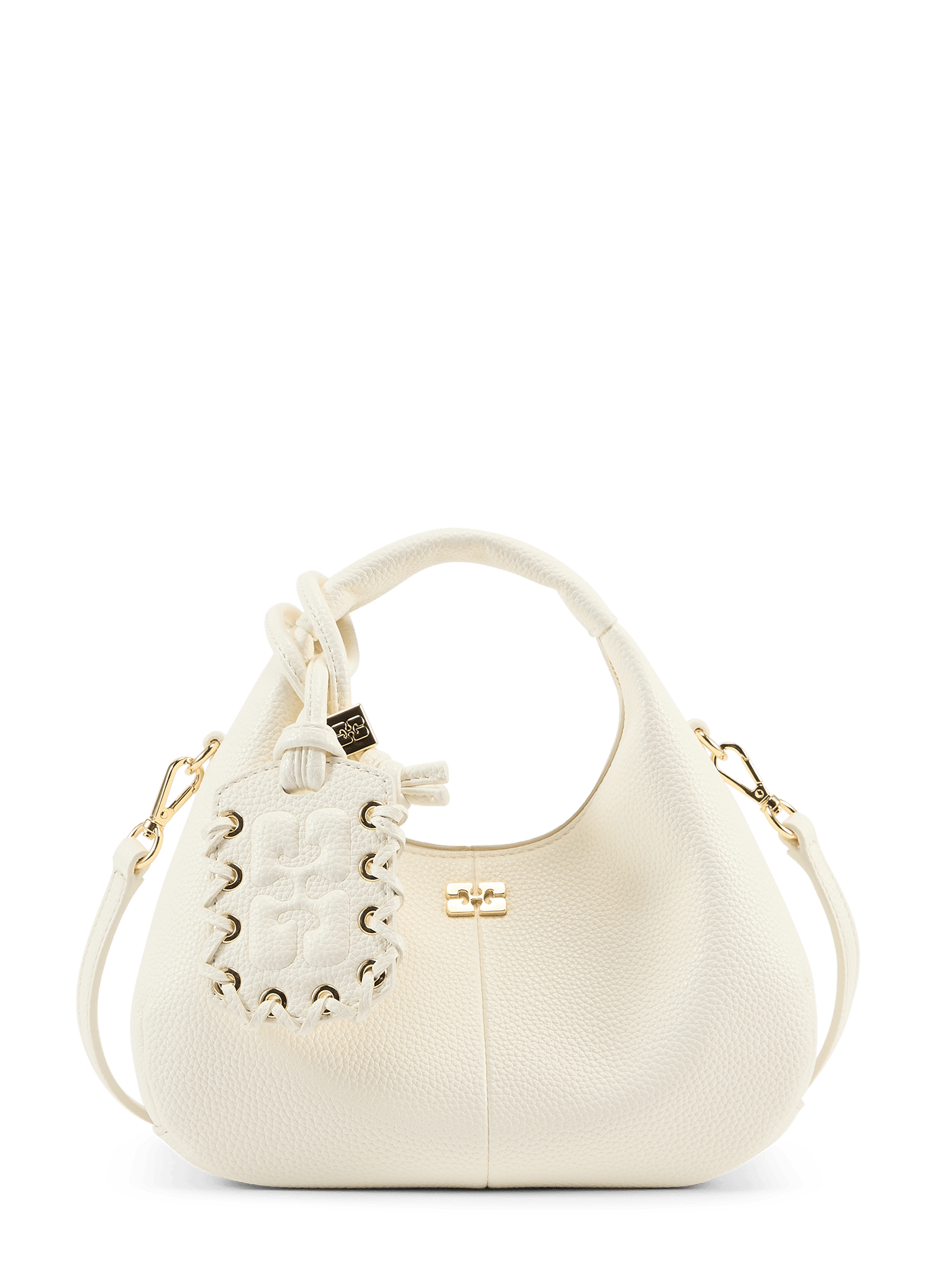 Sac Hobo Mini à étiquette miroir GANNI Blanc