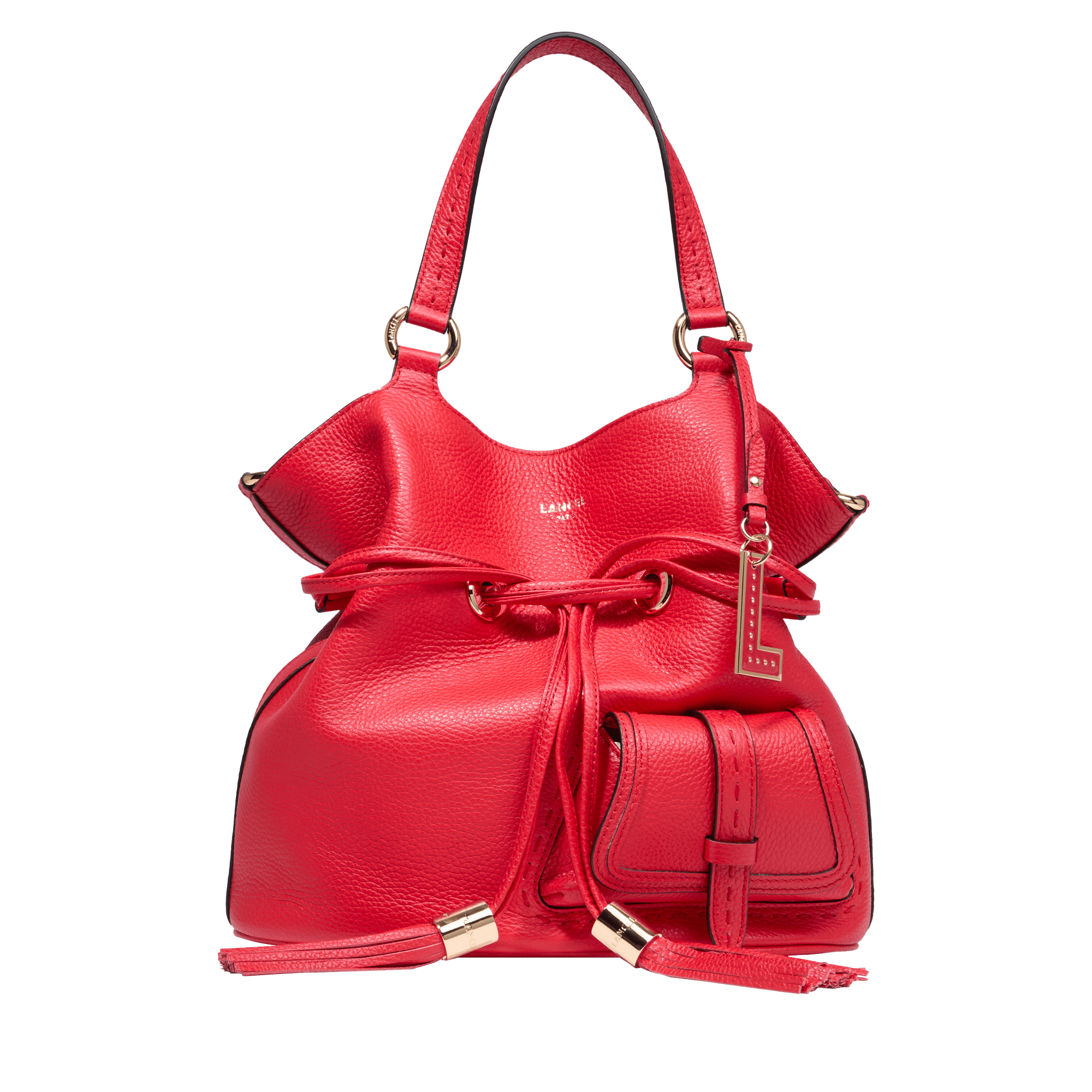 Sac seau m premier flirt de lancel en cuir LANCEL Rouge