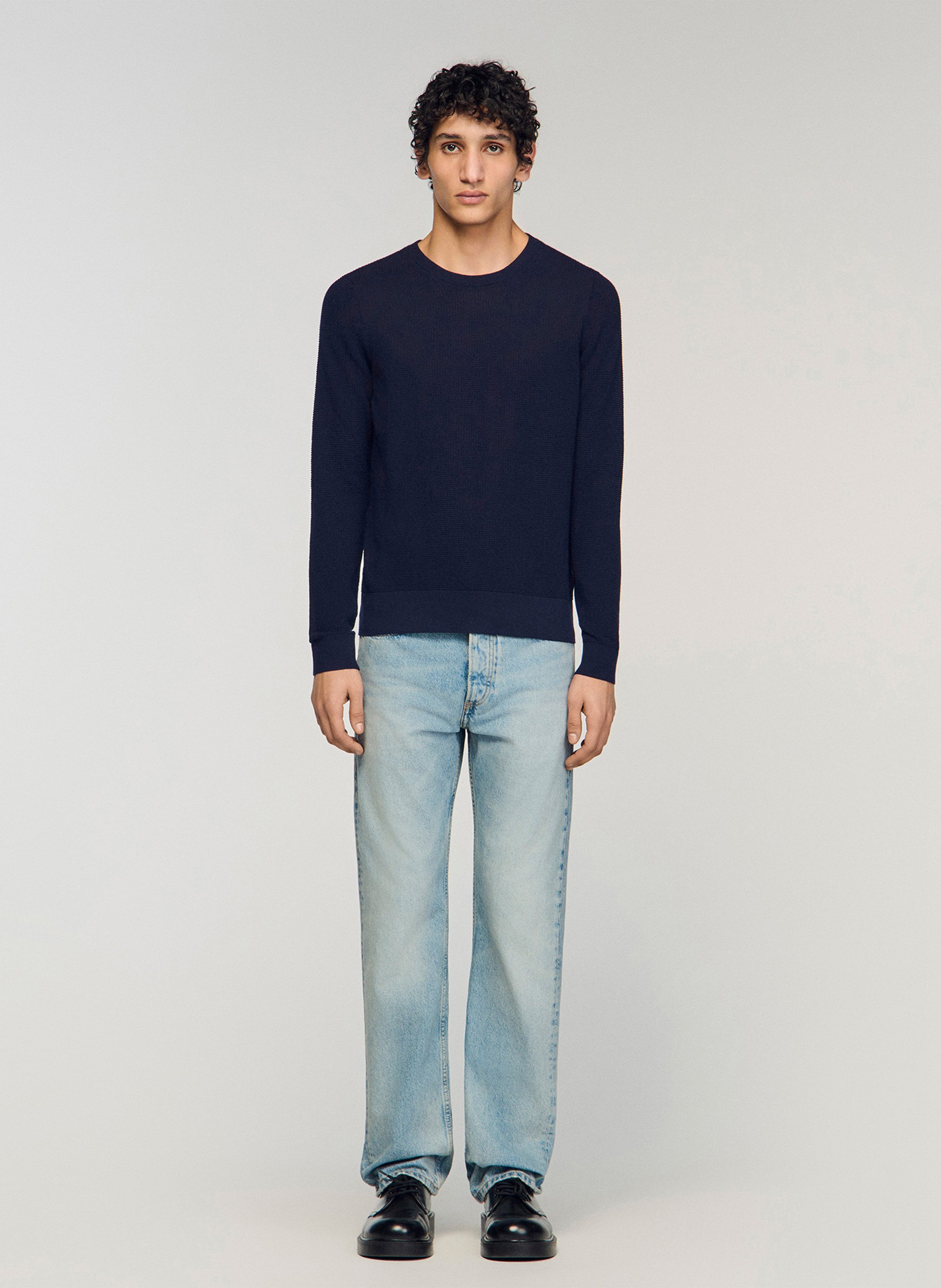 Pull en maille texturée Bleu