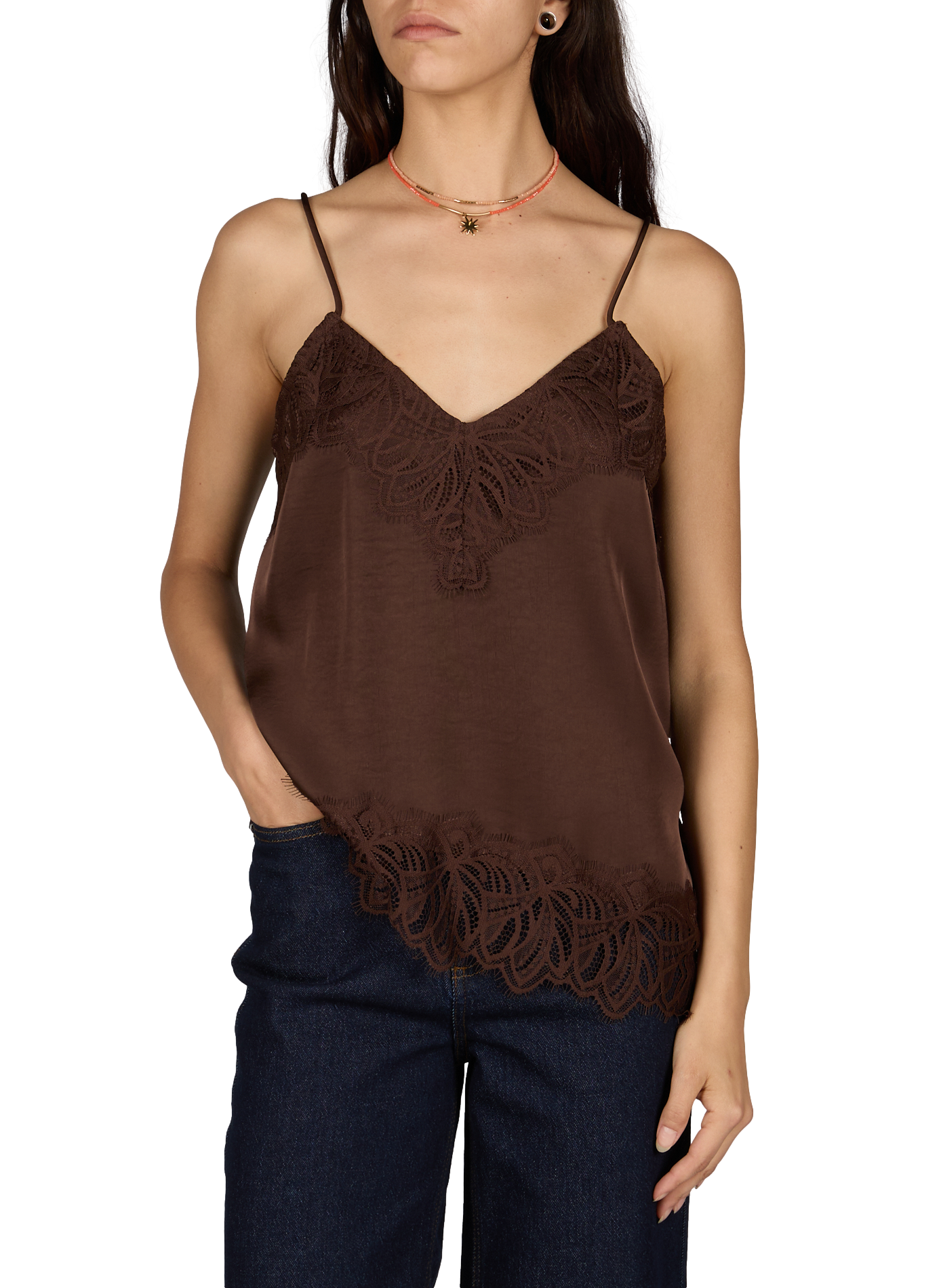 Viléa lace top VILA Brown
