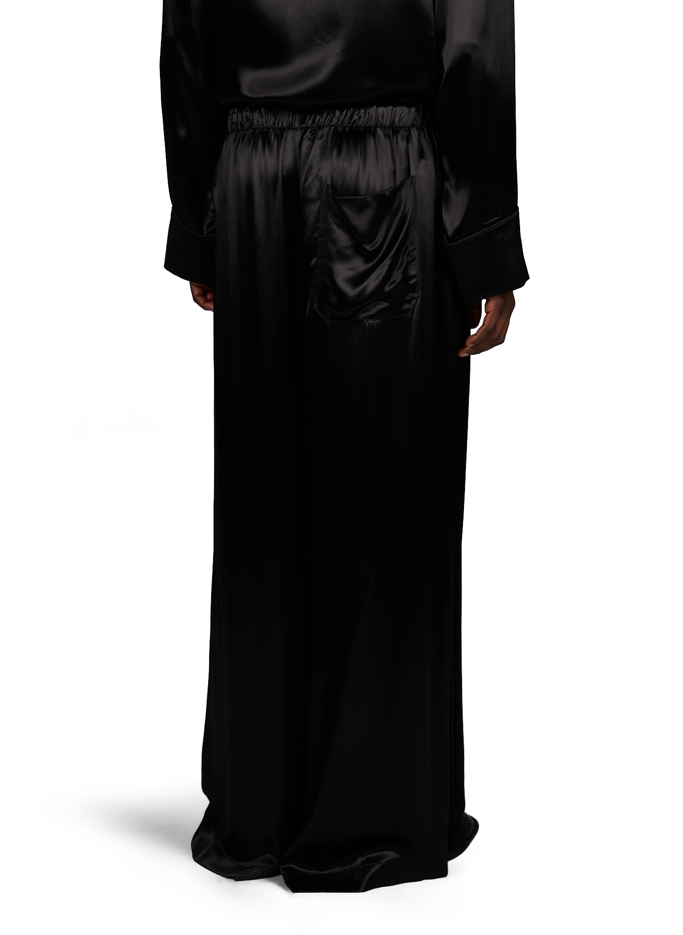 Albertus satin pants with elastic waistband ANN DEMEULEMEESTER Black