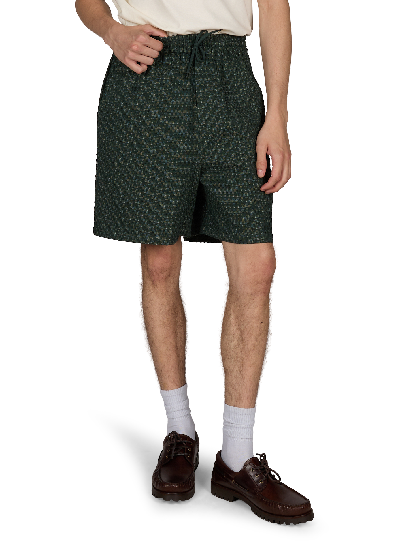 Elasticized cotton shorts LES DEUX Green