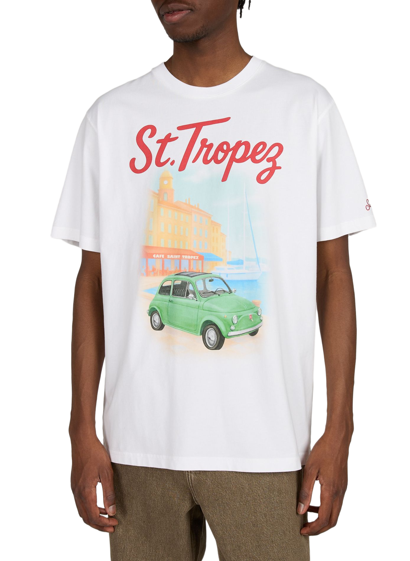 Bedrukt T-shirt Denver van katoen MC2 SAINT BARTH Wit