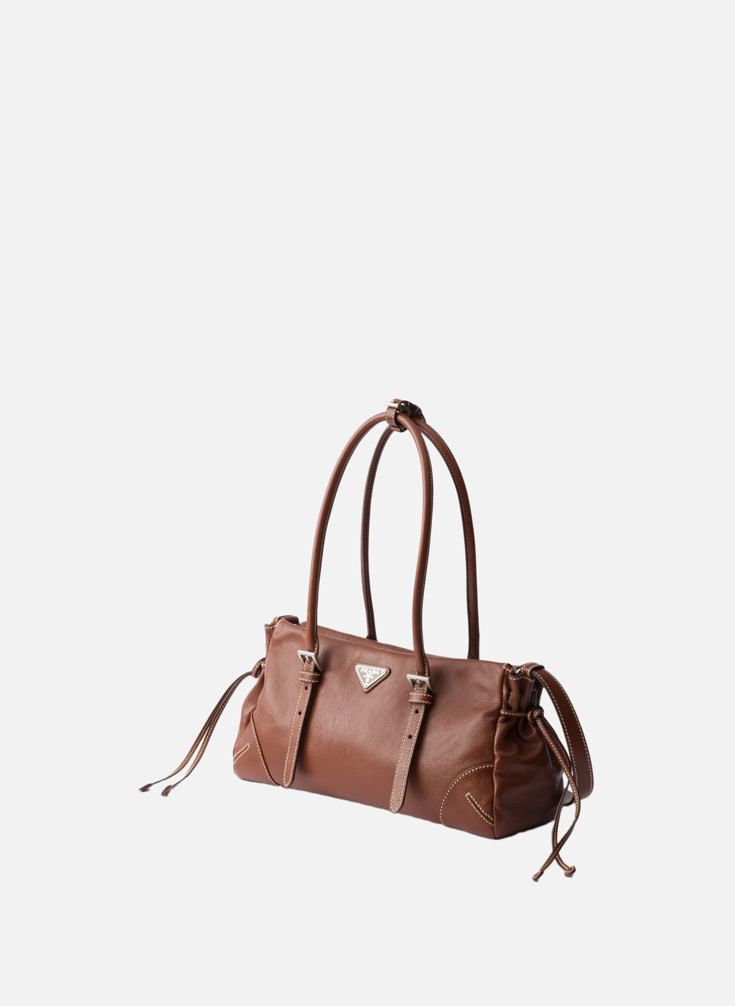 Cabas prada bonnie en cuir vieilli de taille moyen PRADA Marron