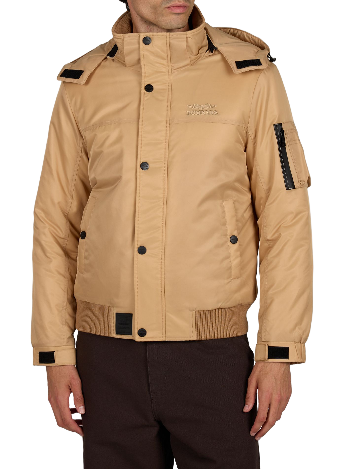 Jas met capuchon en opstaande kraag BOMBERS ORIGINAL Beige