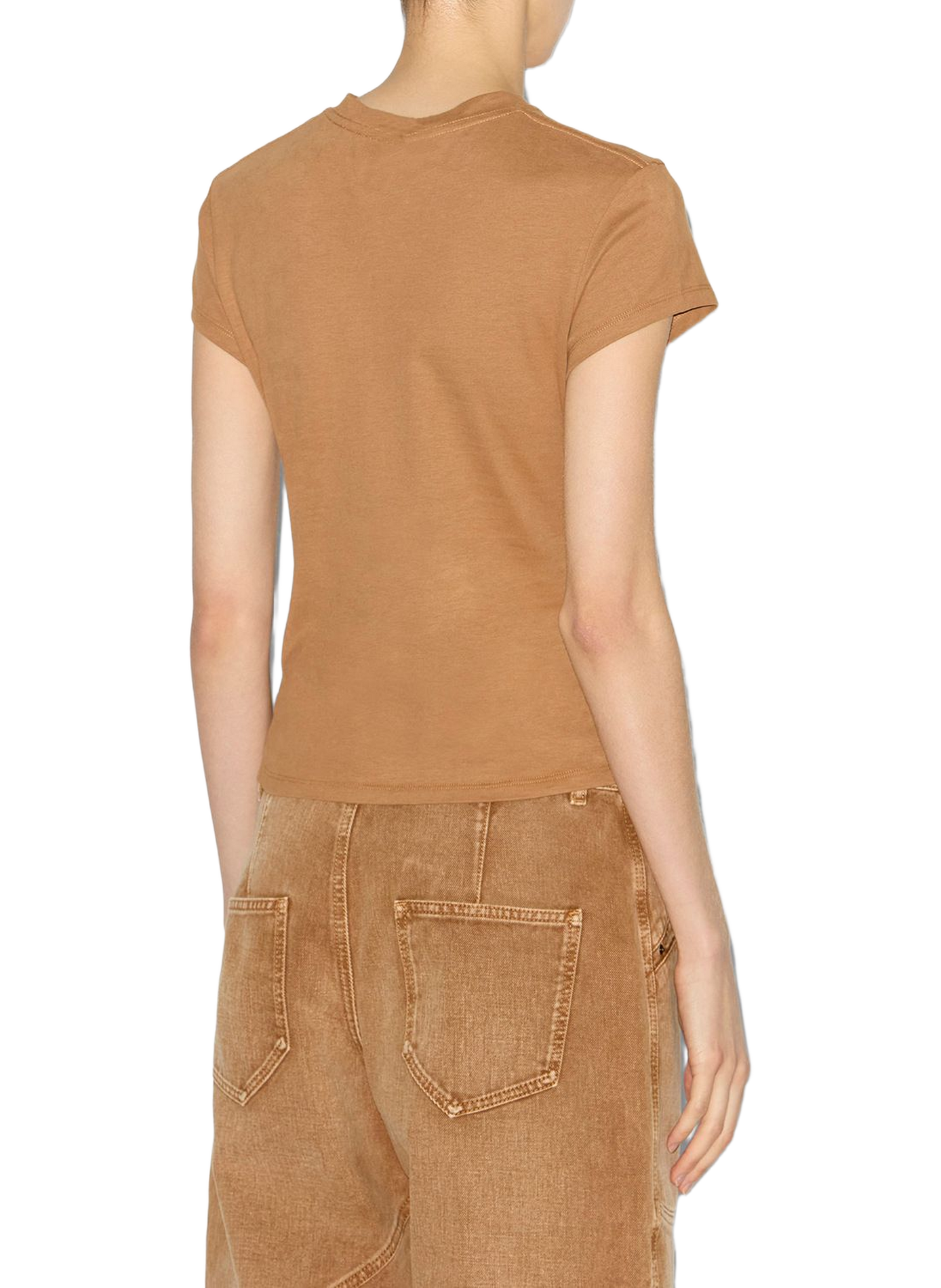 T-shirt met plooien van katoen ISABEL MARANT Bruin