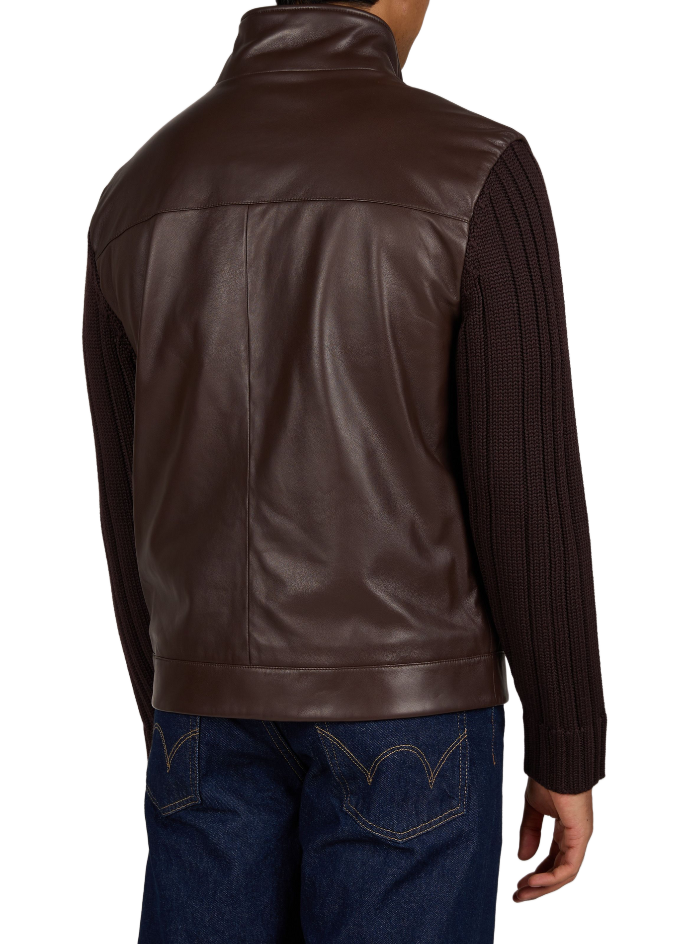 Jacke mit Stehkragen aus Schafleder EMPORIO ARMANI Braun