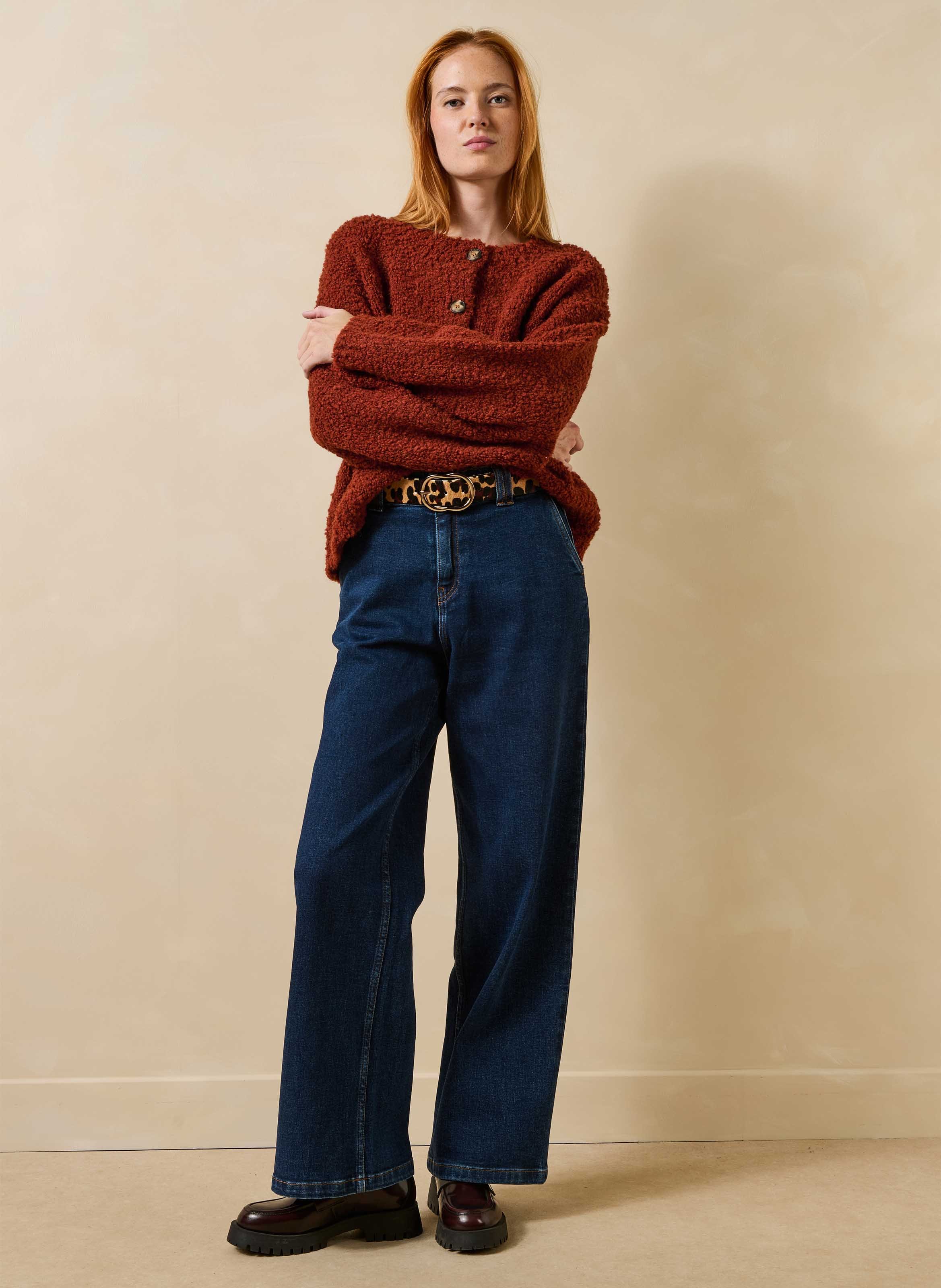 Oversized gebreid vest met ronde hals LA FEE MARABOUTEE Bruin