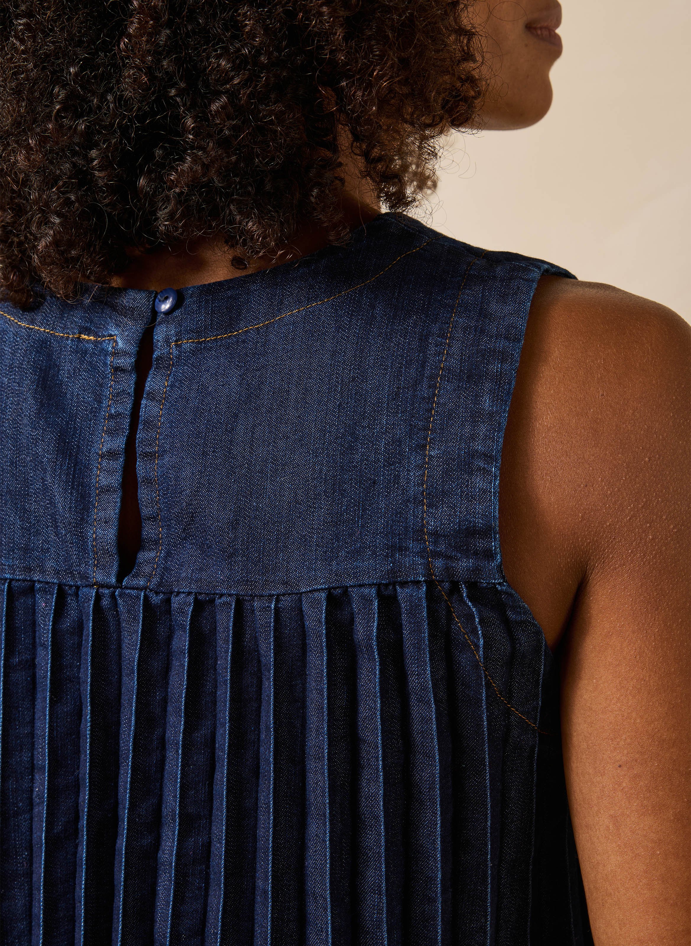 Losvallende top met ronde hals van katoenmix LA FEE MARABOUTEE Blauw