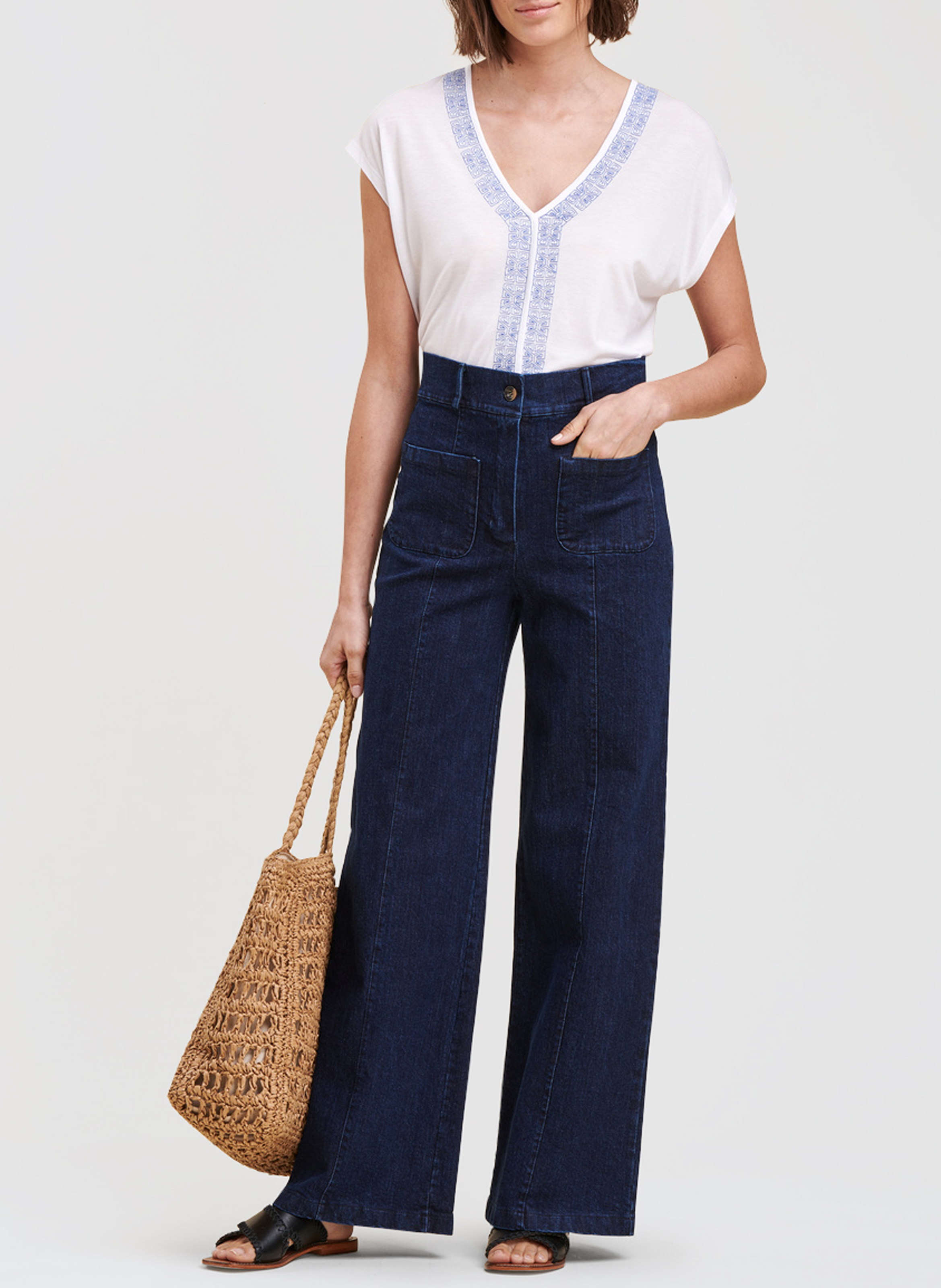 Bootcut-jeans met uitlopende pijpen van katoenmix LA FEE MARABOUTEE Blauw