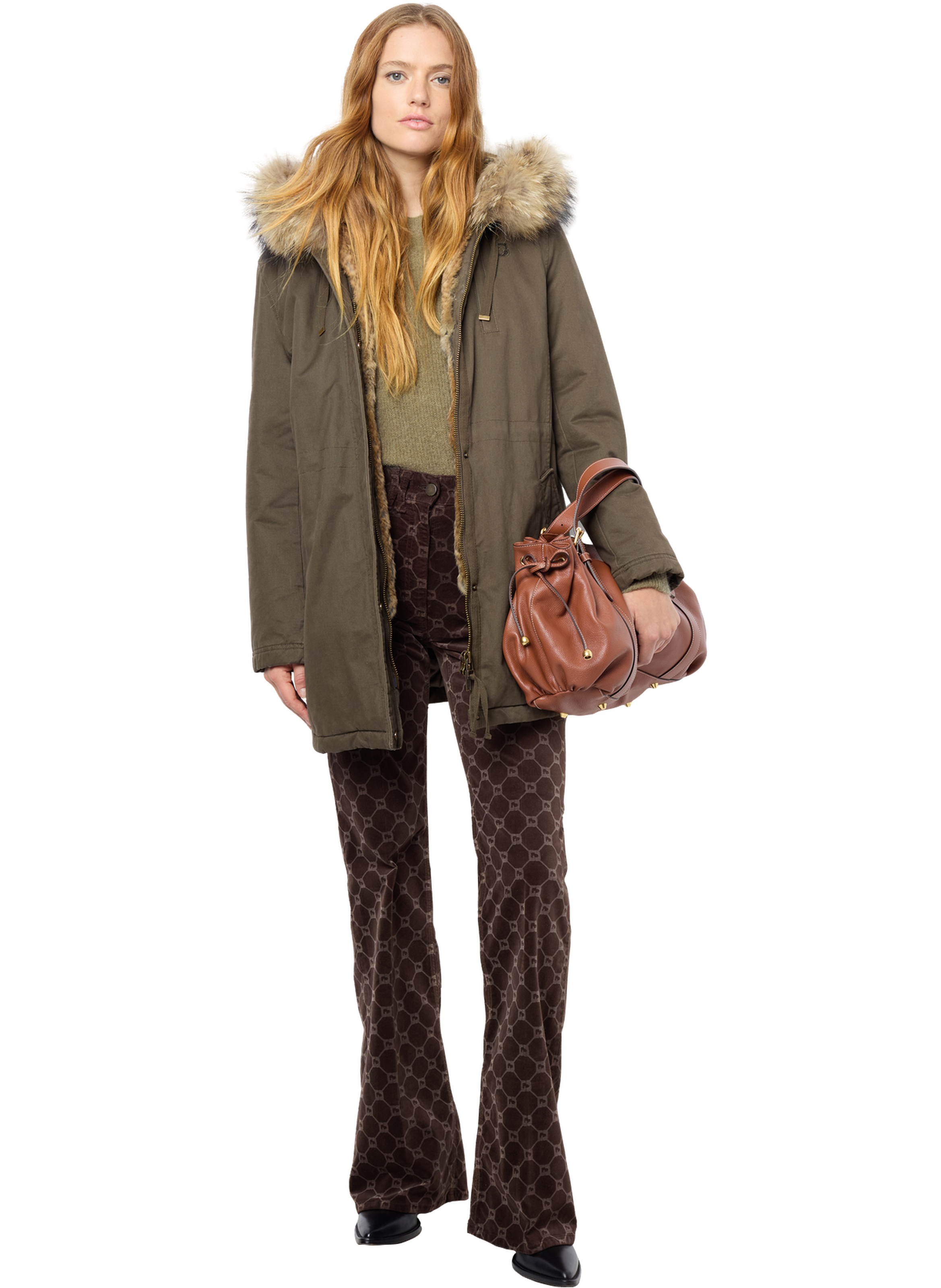 Parka mi-longue fourrée à capuche - loucine GERARD DAREL Vert