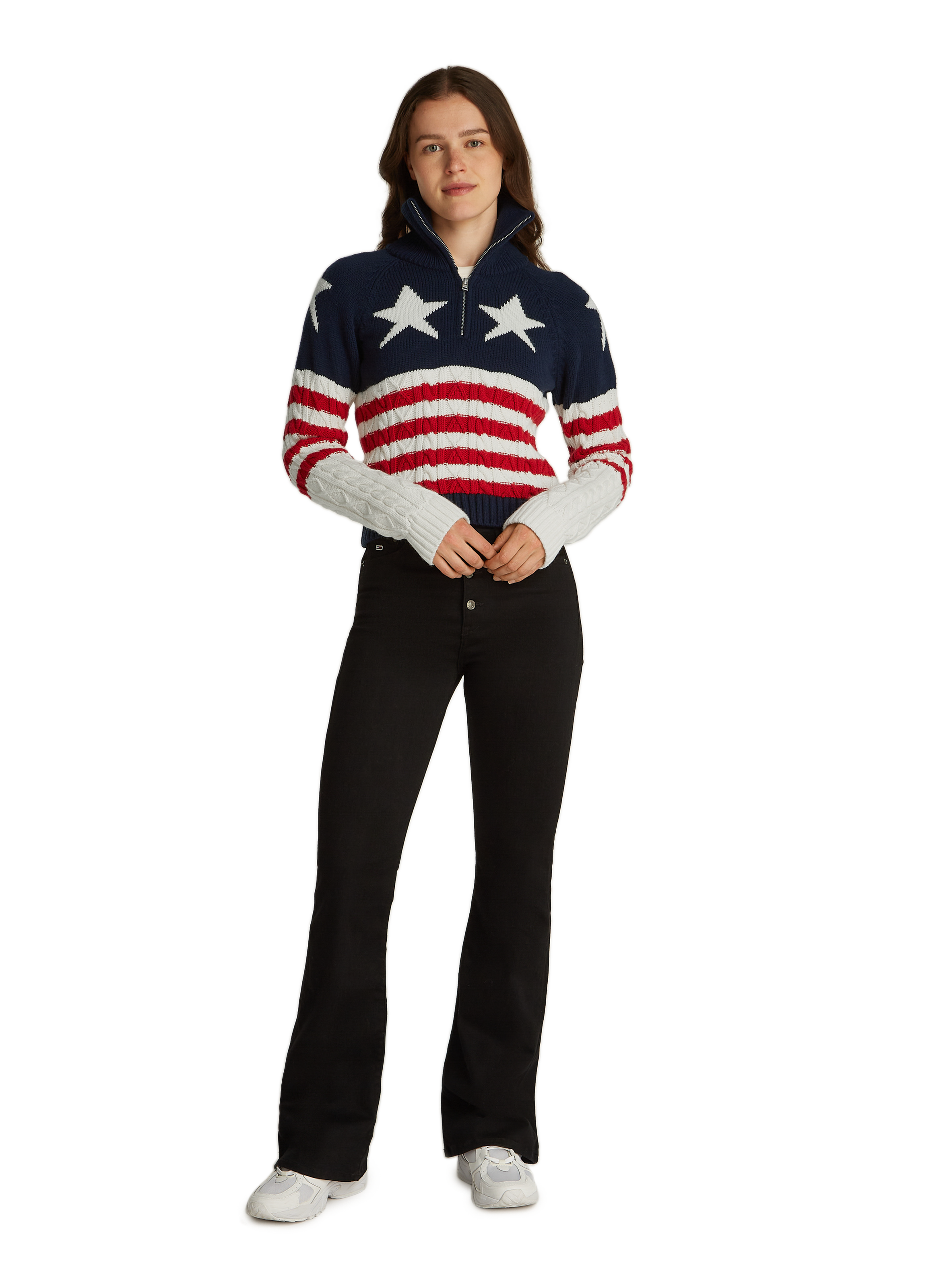 Mixed wool star print sweater Multicolour