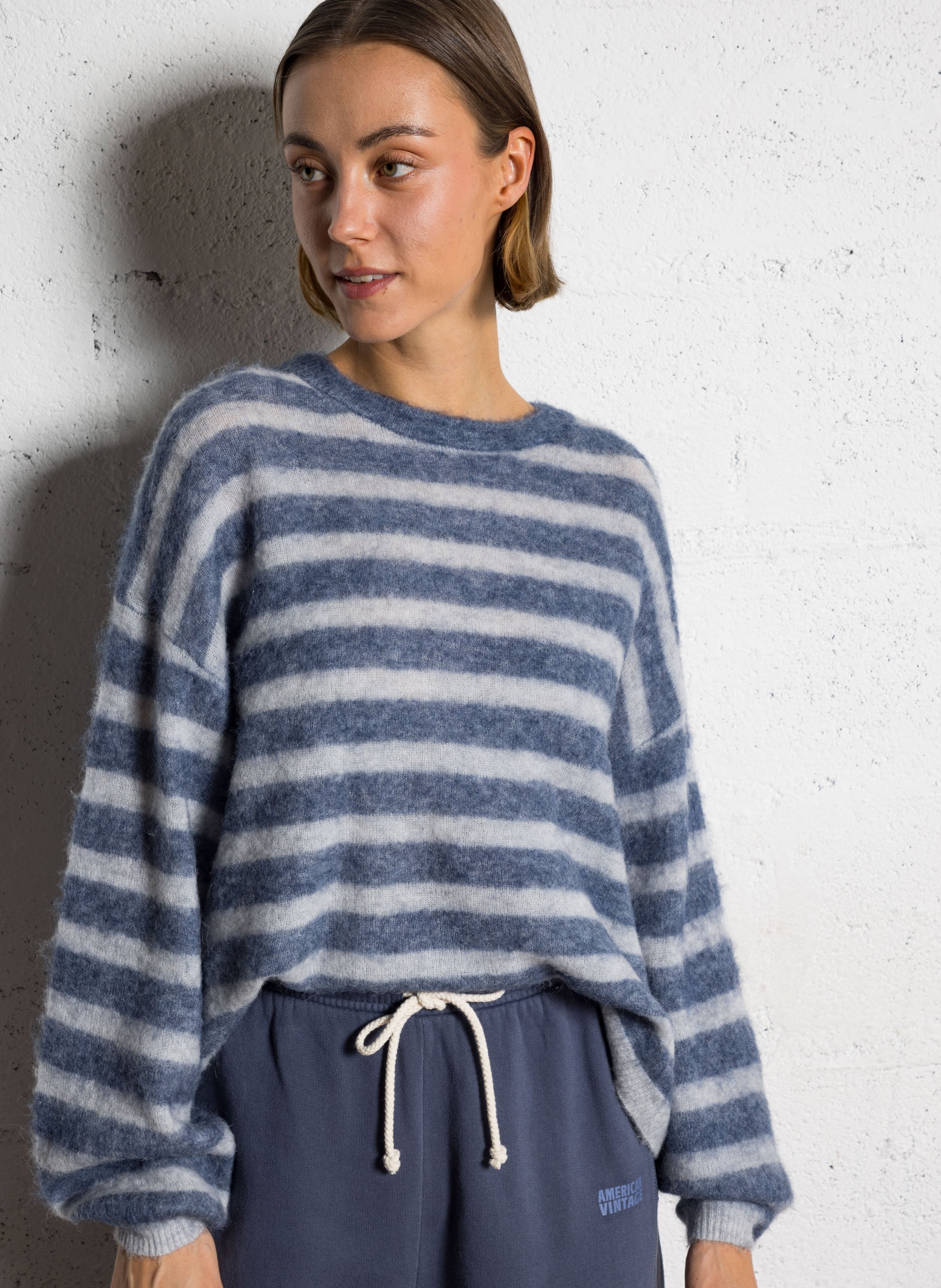 Pull droit en alpaga mélangé nenybay AMERICAN VINTAGE Gris