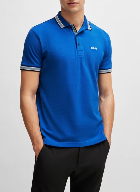 Polo regular fit en coton Bleu by BOSS BOSS Polo regular fit en coton Bleu