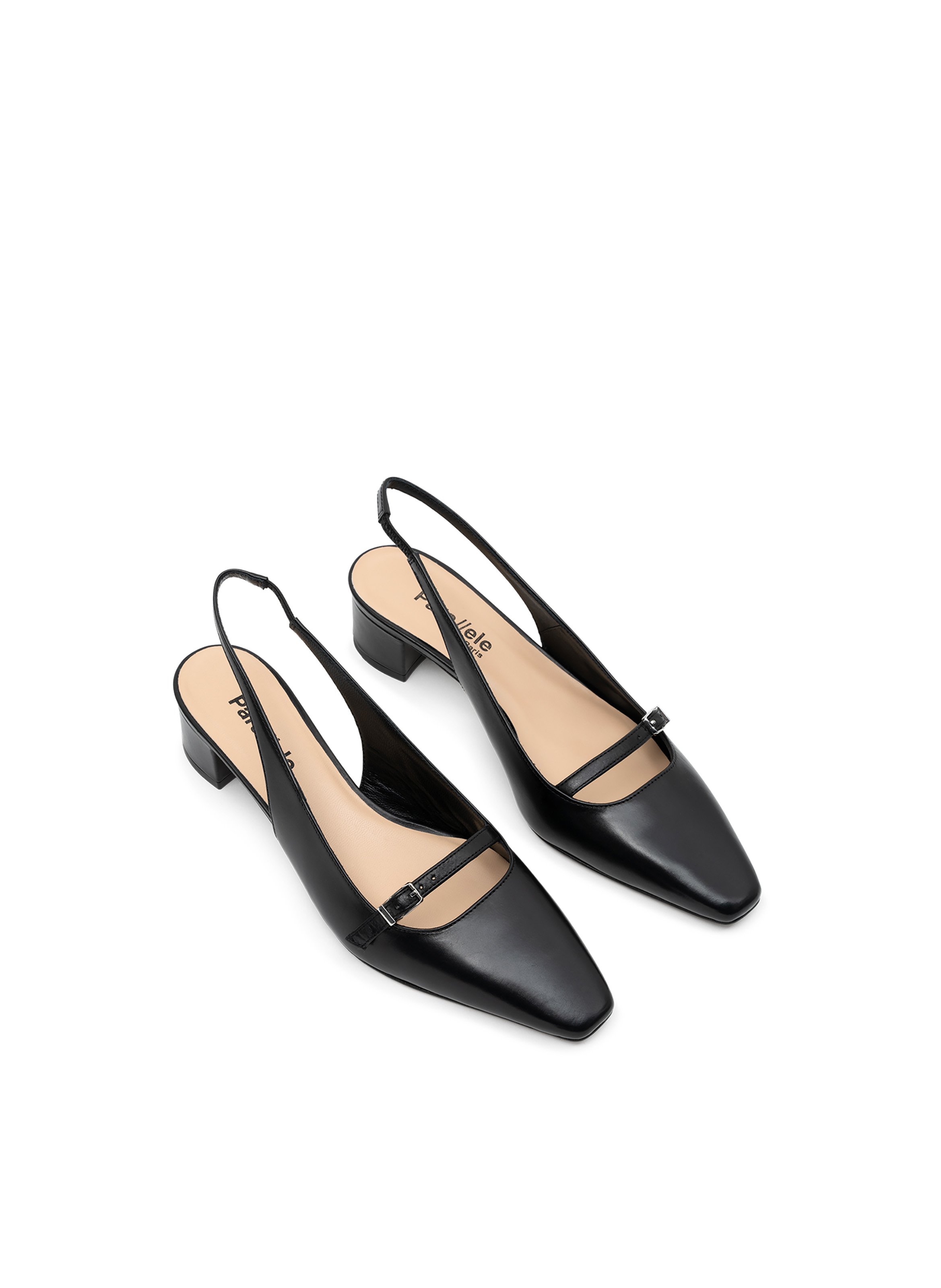 Sling back mambi en veau lisse PARALLELE Noir