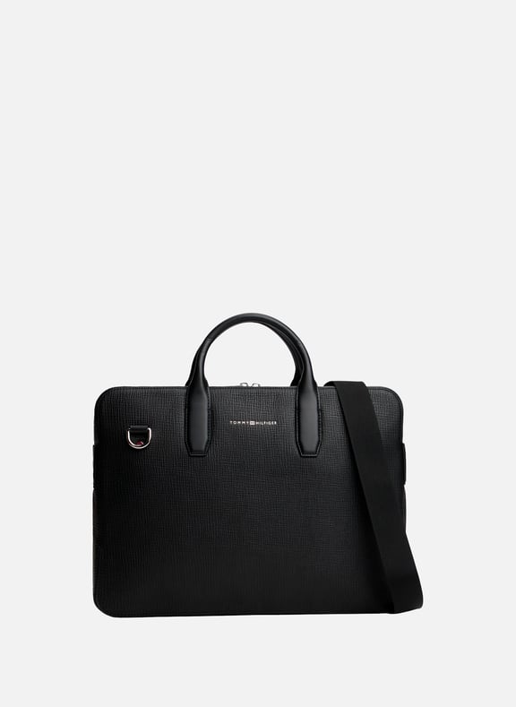 Sac pour ordinateur en cuir Noir by TOMMY HILFIGER TOMMY HILFIGER Sac pour ordinateur en cuir Noir
