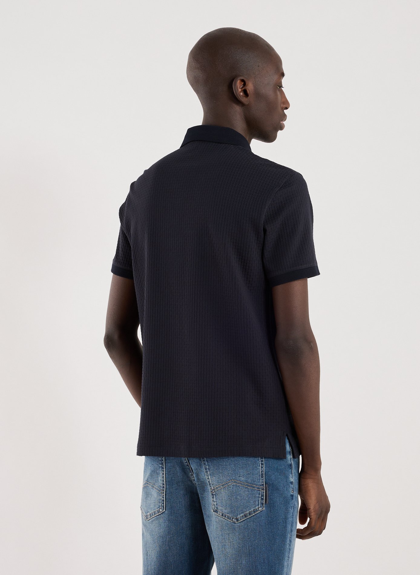 Textured cotton polo EMPORIO ARMANI Blue
