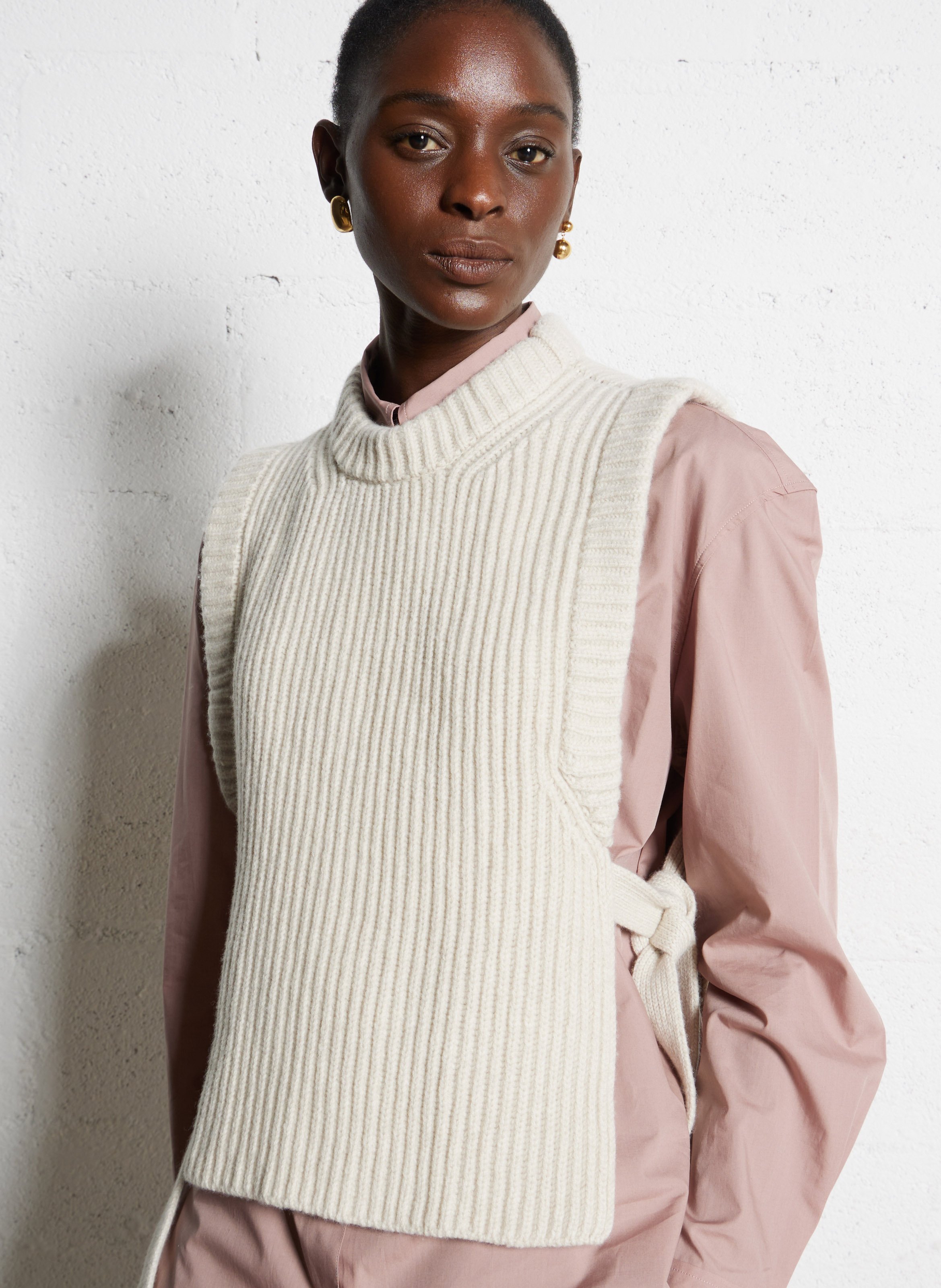 Plastron col rond en laine firmus SOEUR Beige