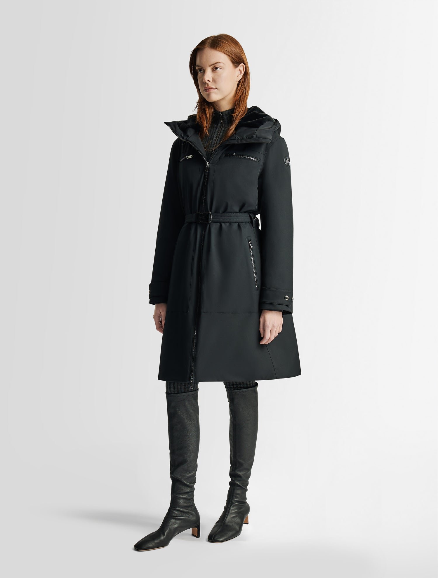 Manteau shaïs col capuche coupe regular FUSALP Noir