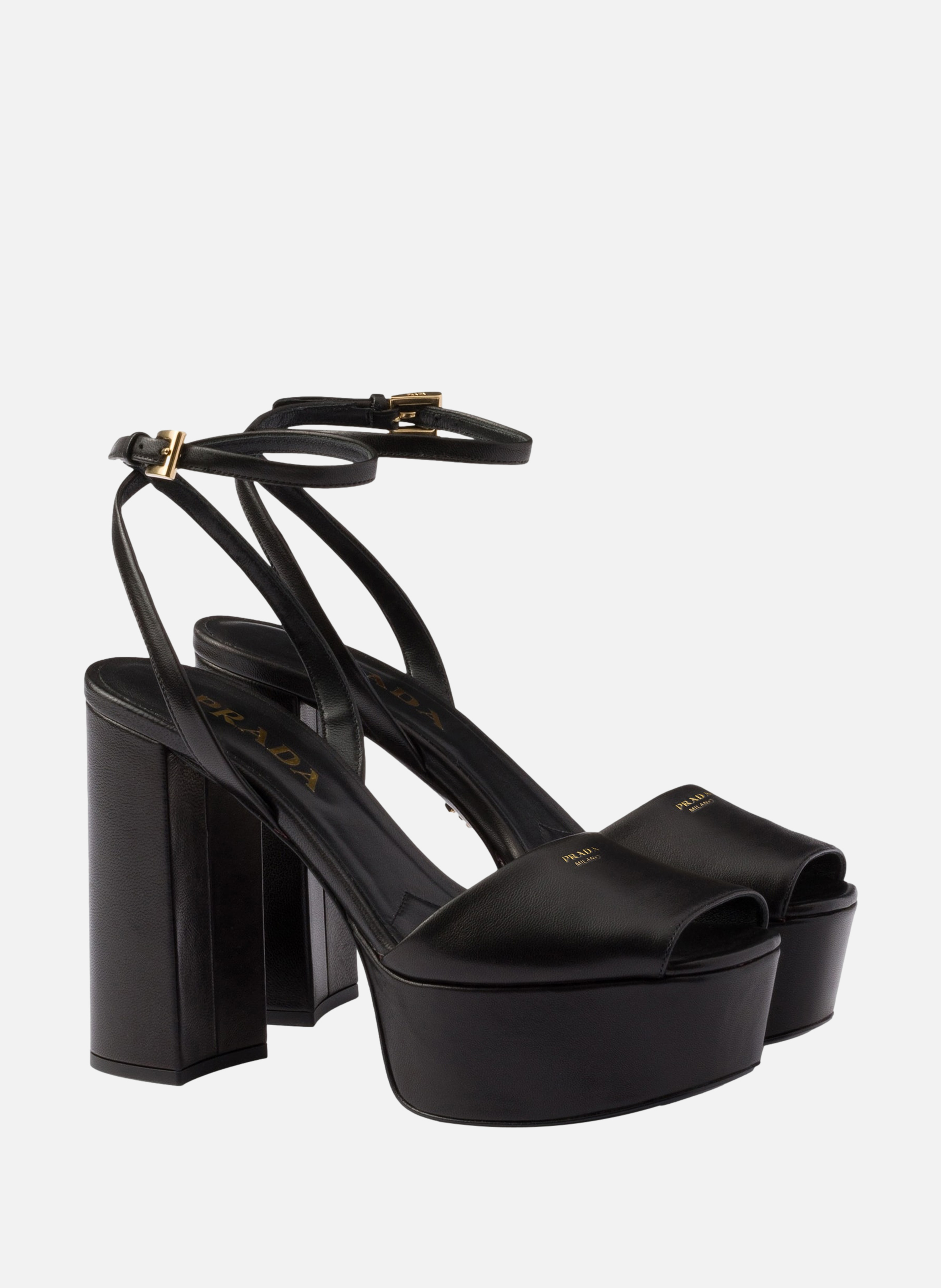 Sandales à plateforme en cuir nappa PRADA Noir