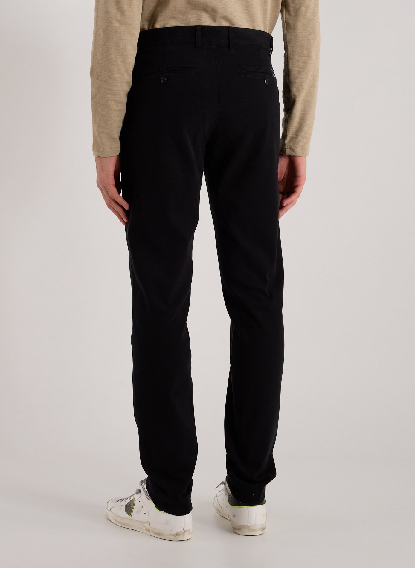 Chino trousers without pleats in piqué cotton EDEN PARK Black