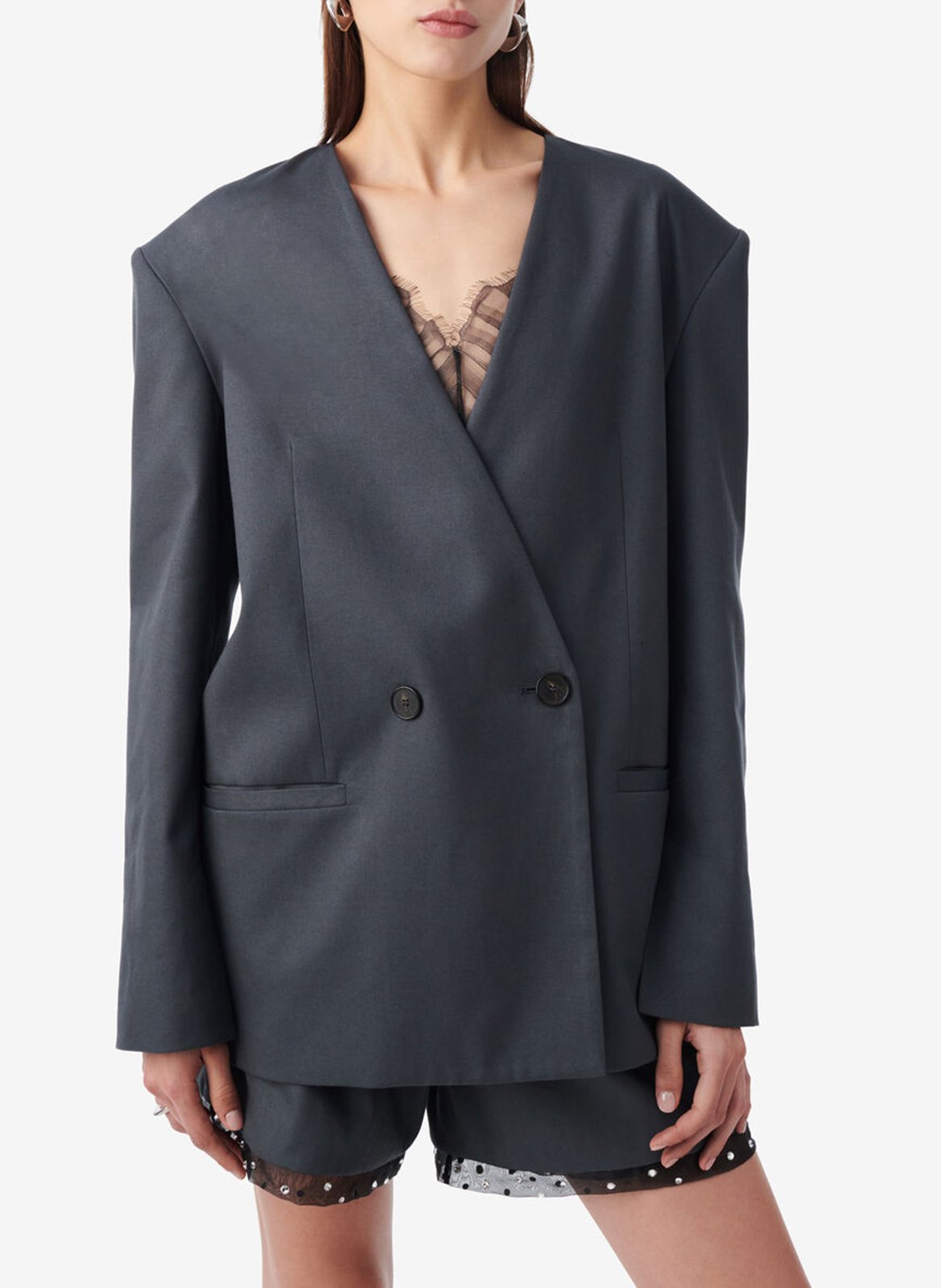 Veste tailleur col v uni sabrine IRO Gris
