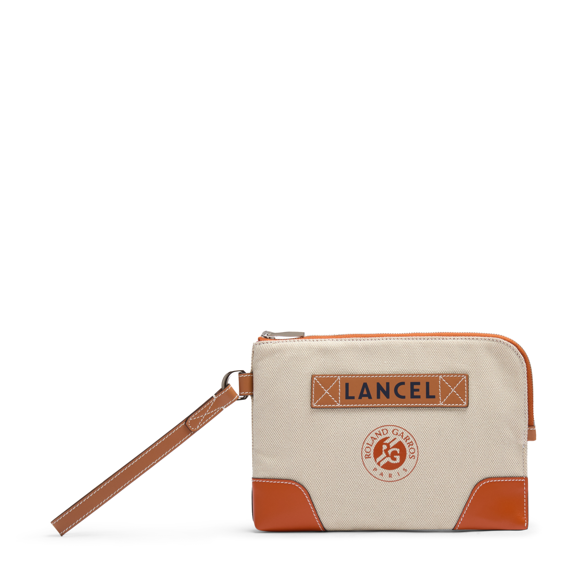 Pochette dragonne zippée lancel x roland garros en coton LANCEL Beige