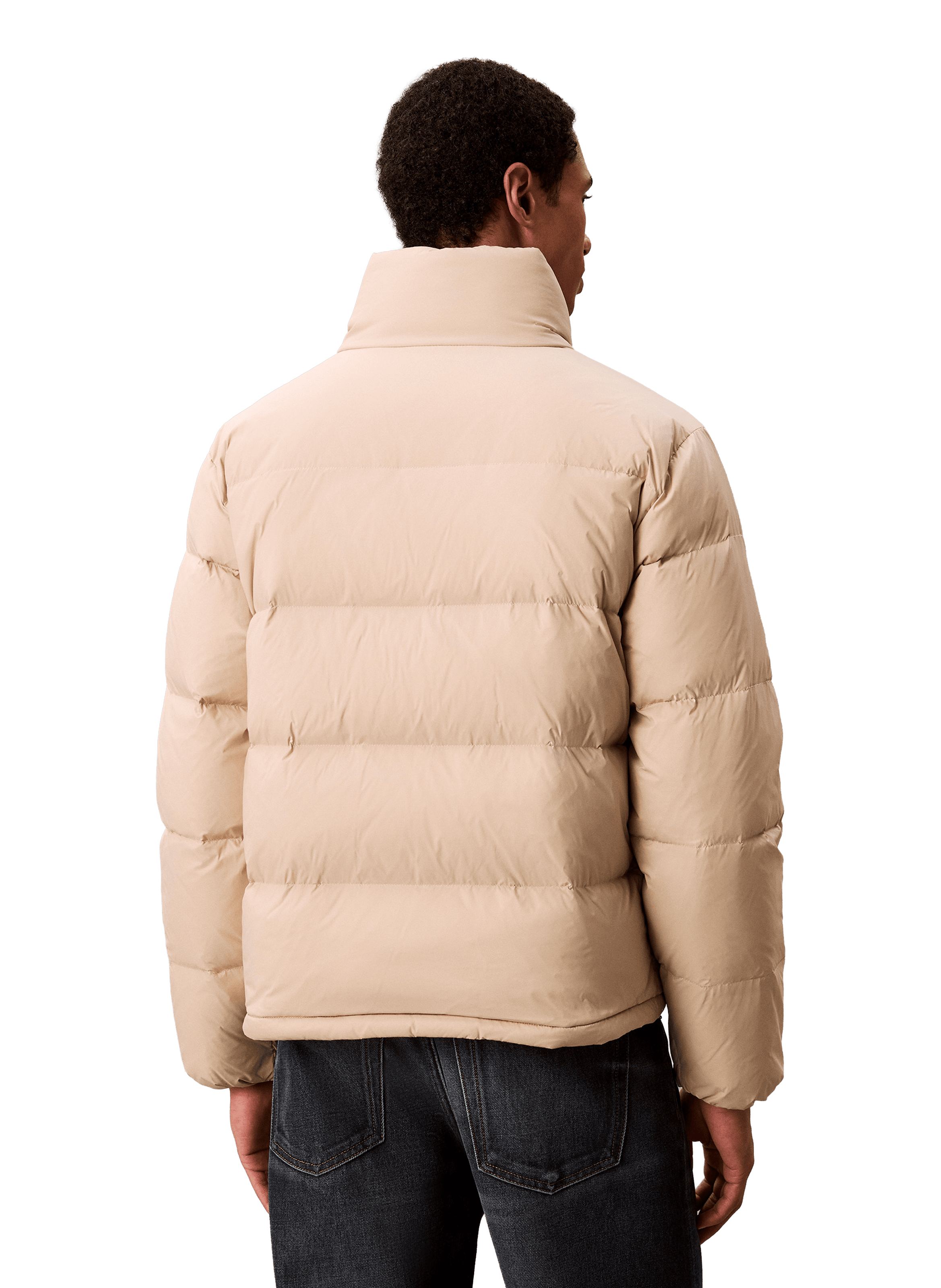 Quilted straight jacket with high collar CALVIN KLEIN Beige