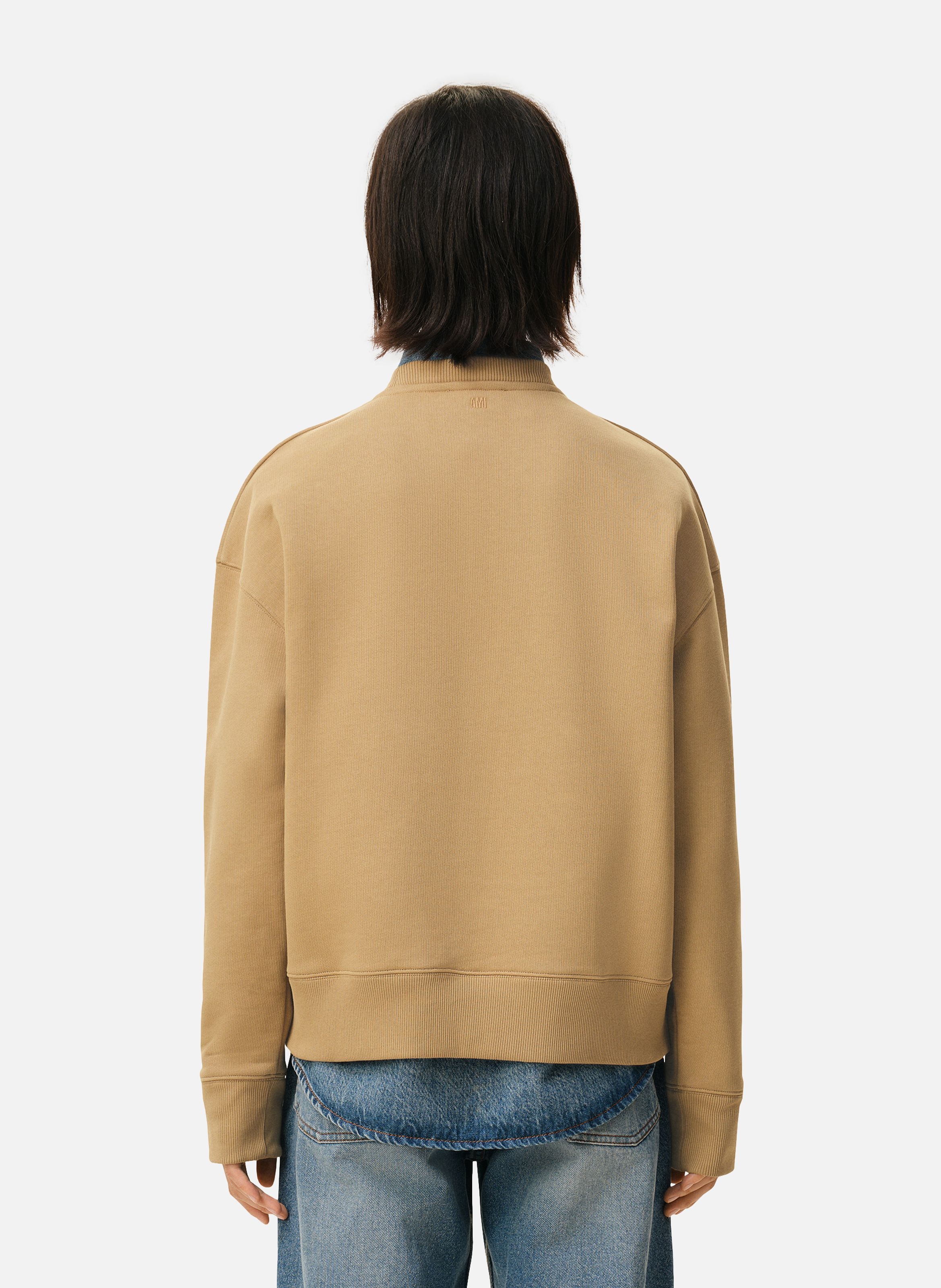 Sweatshirt broderie ami de coeur unisexe en coton AMI PARIS Beige