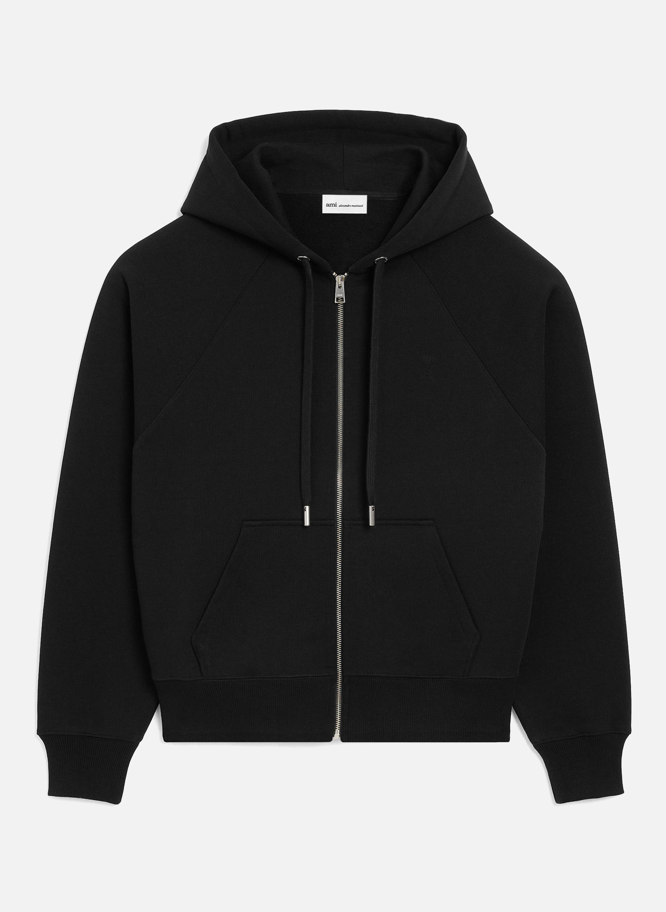 Hoodie Zippé Ami De Coeur En Coton unisexe AMI PARIS Noir