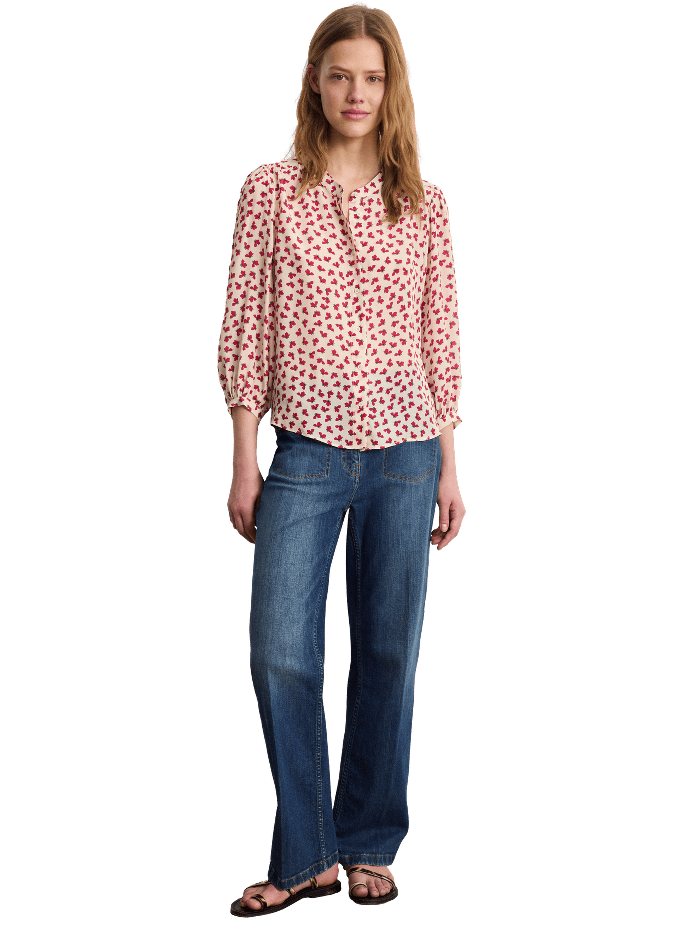 Chemise fluide à fleurs - cindra PABLO Beige