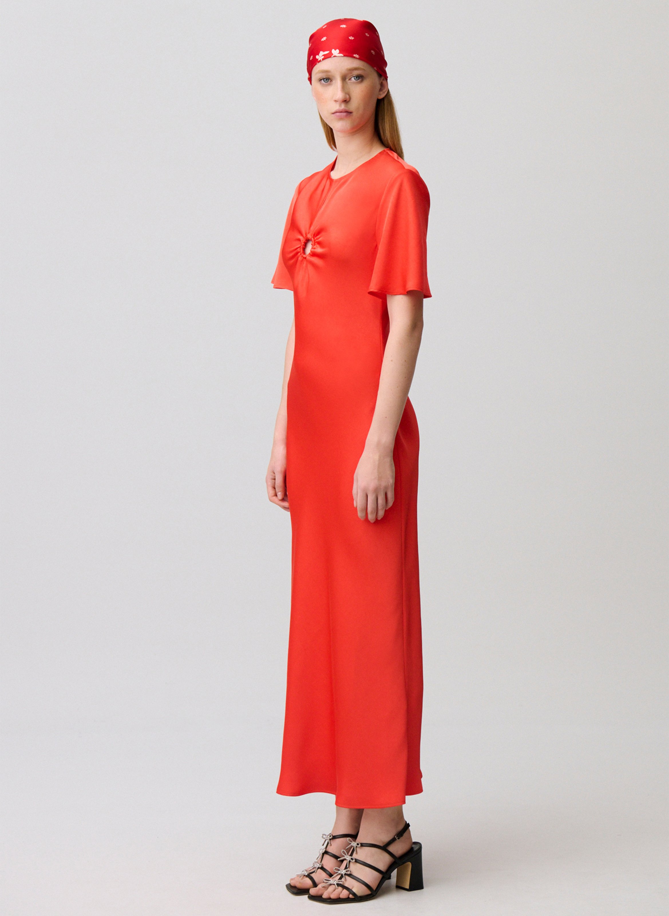 Robe longue évasée col rond CLAUDIE PIERLOT Orange