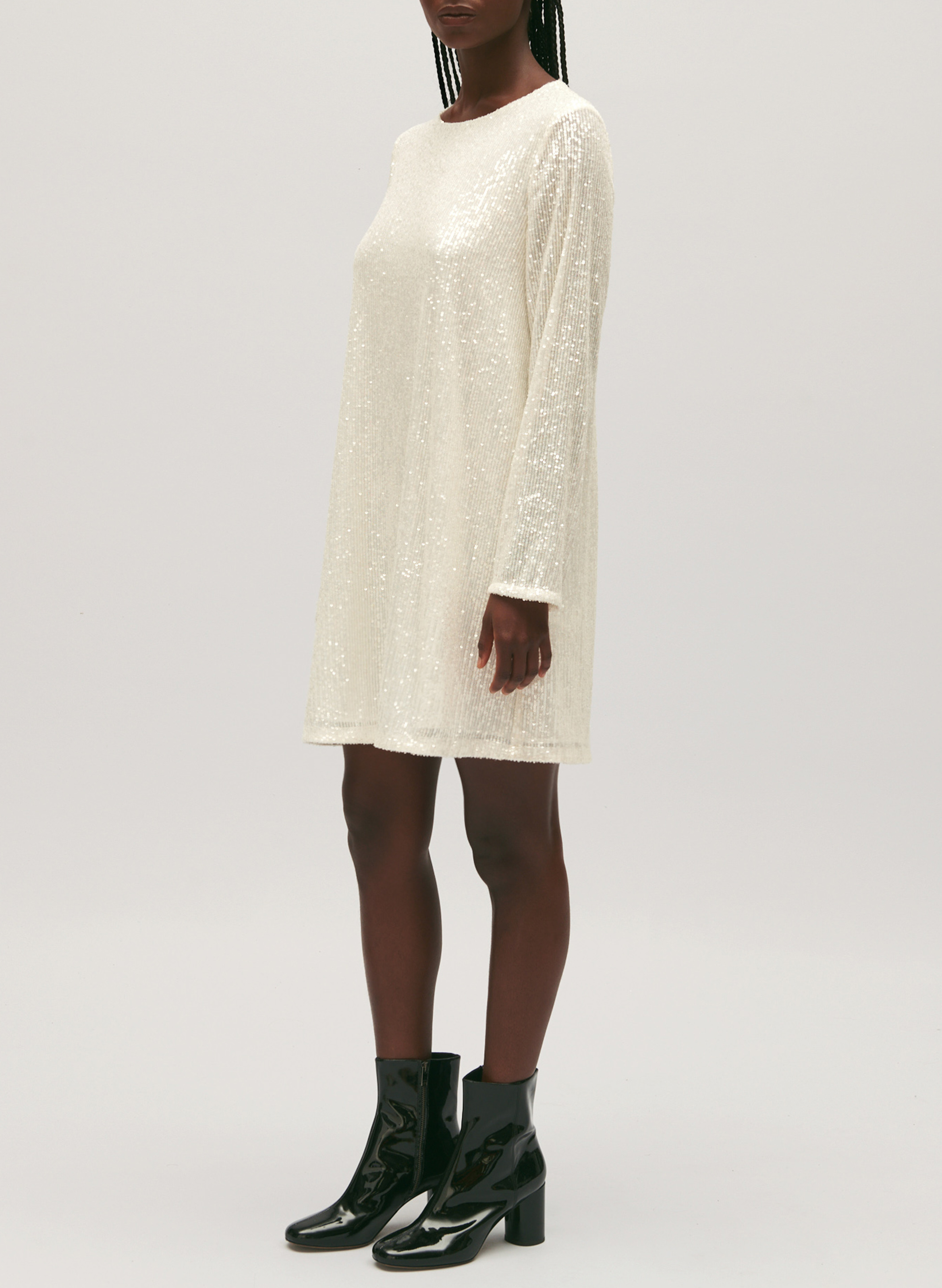 Robe courte col rond à sequins CLAUDIE PIERLOT Beige