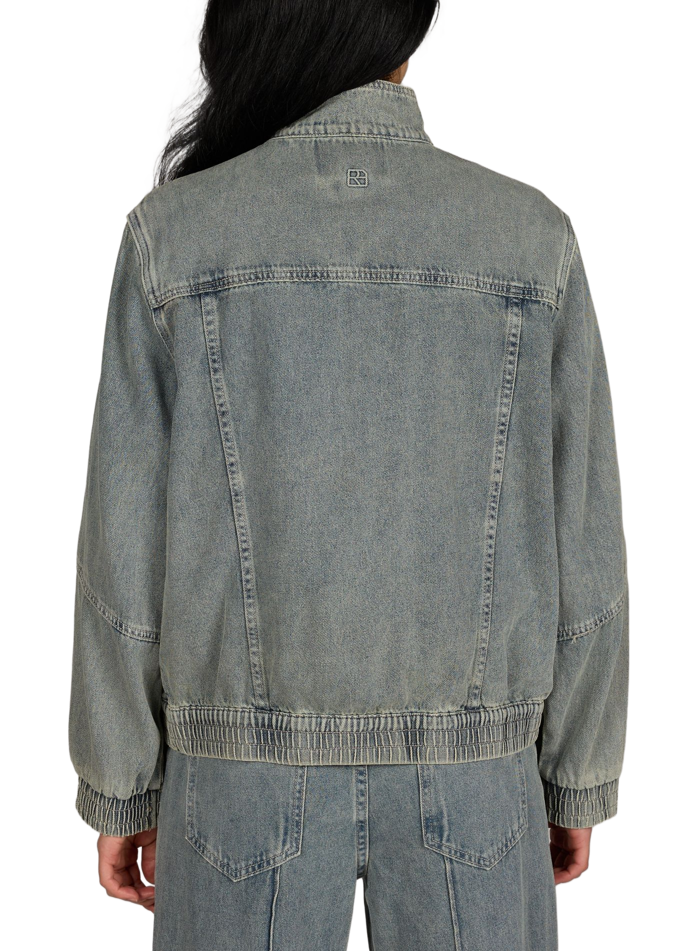 Jacket with high collar in cotton denim ROUGE EDIT Blue