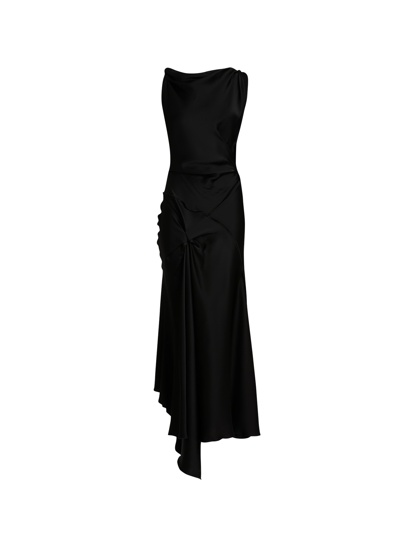 Robe midi drapée et satinée VICTORIA BECKHAM Noir