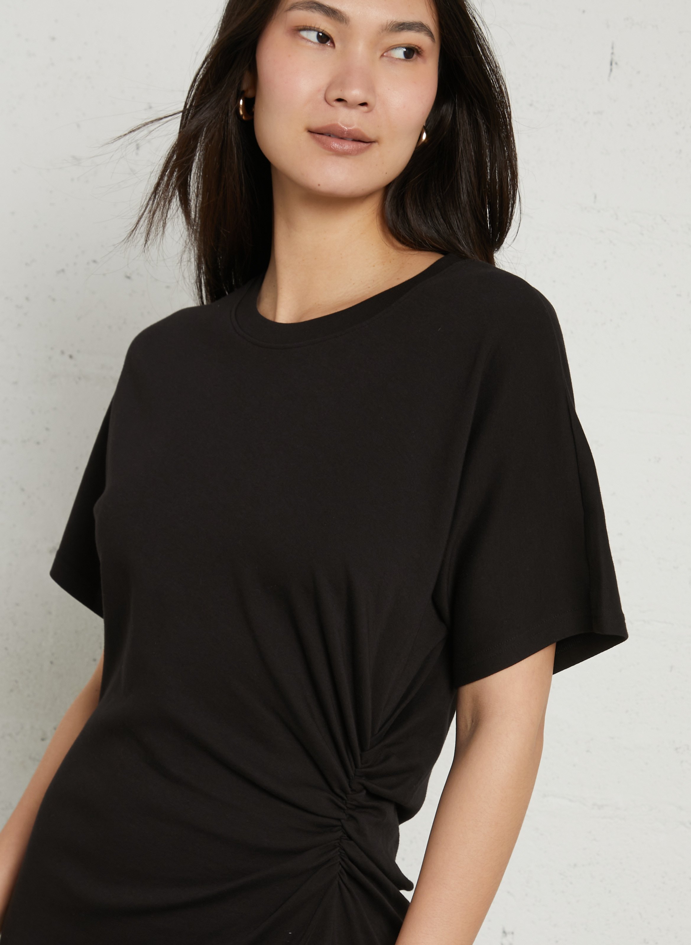 Robe longue cintrée à fronces unie brisbane MAISON 123 Noir