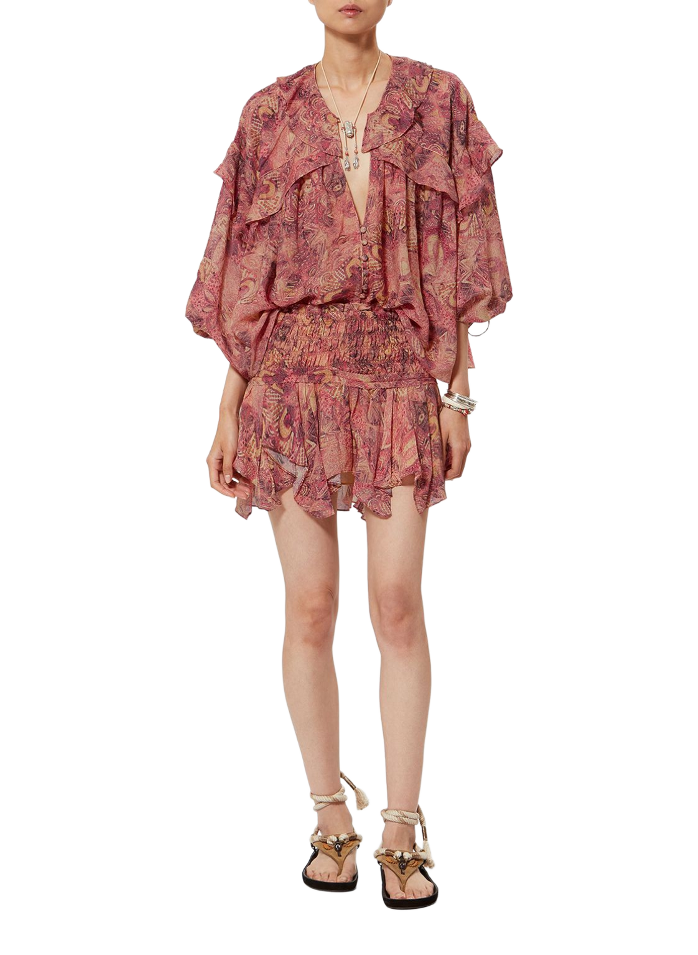 Short silk ruffled skirt by Ceiva ISABEL MARANT Pink