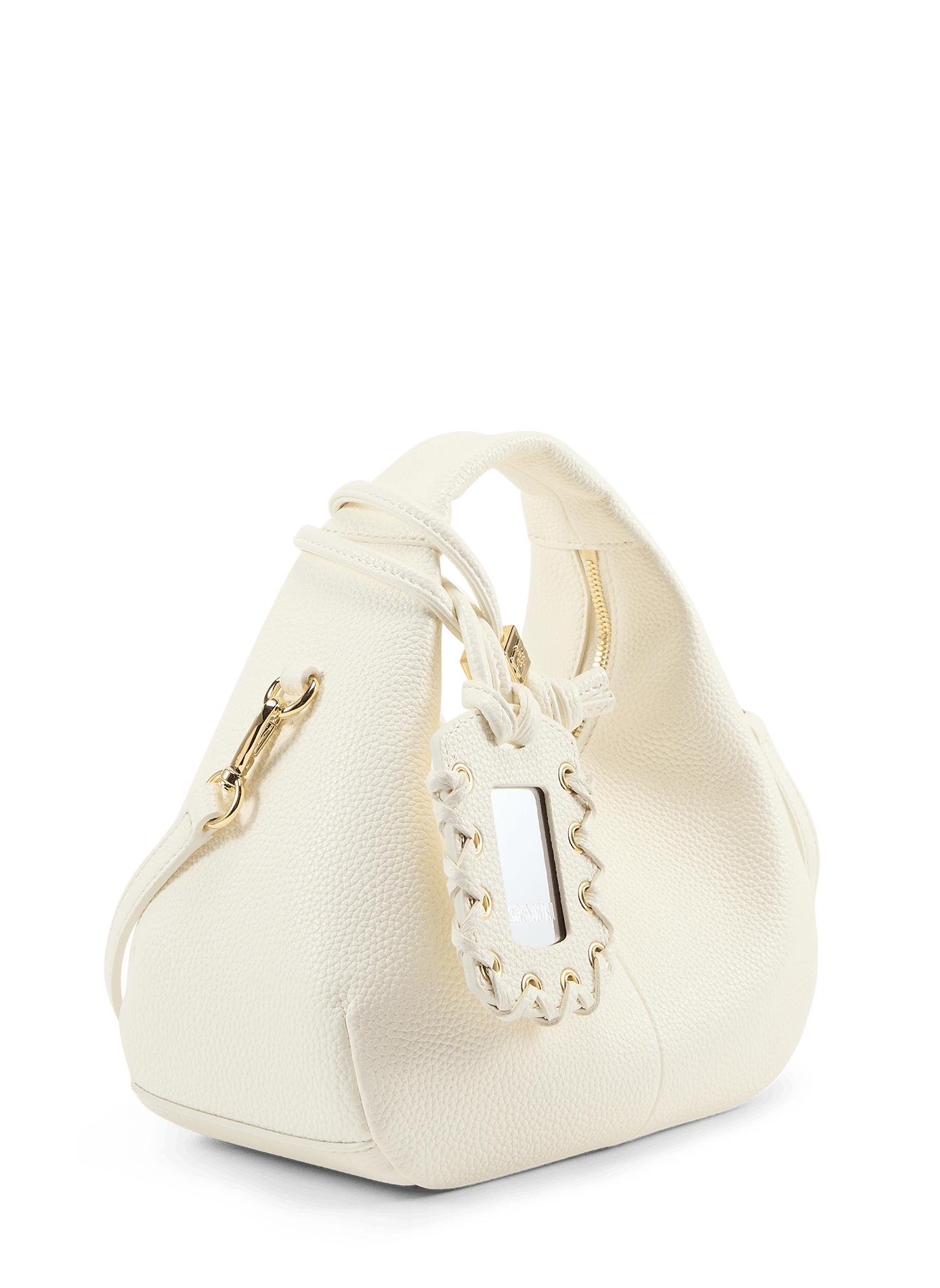 Sac Hobo Mini à étiquette miroir GANNI Blanc