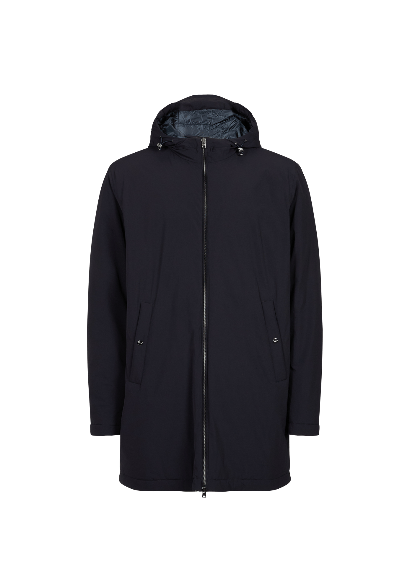 Mittellanger Parka mit Reißverschlusskapuze HERNO Blau